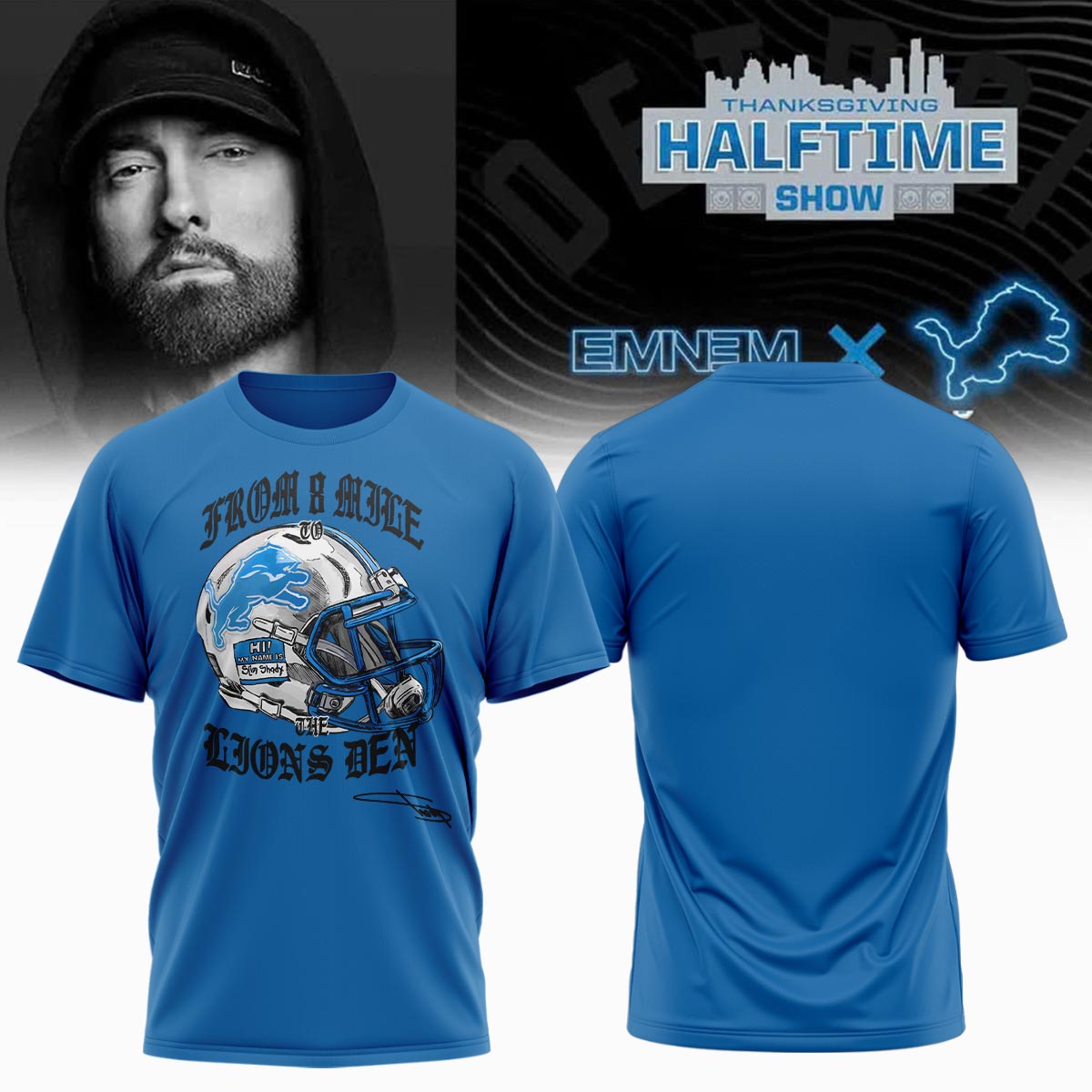 Buildercar - Eminem x Detroit Lions limited Edition T-Shirt - hm1228
