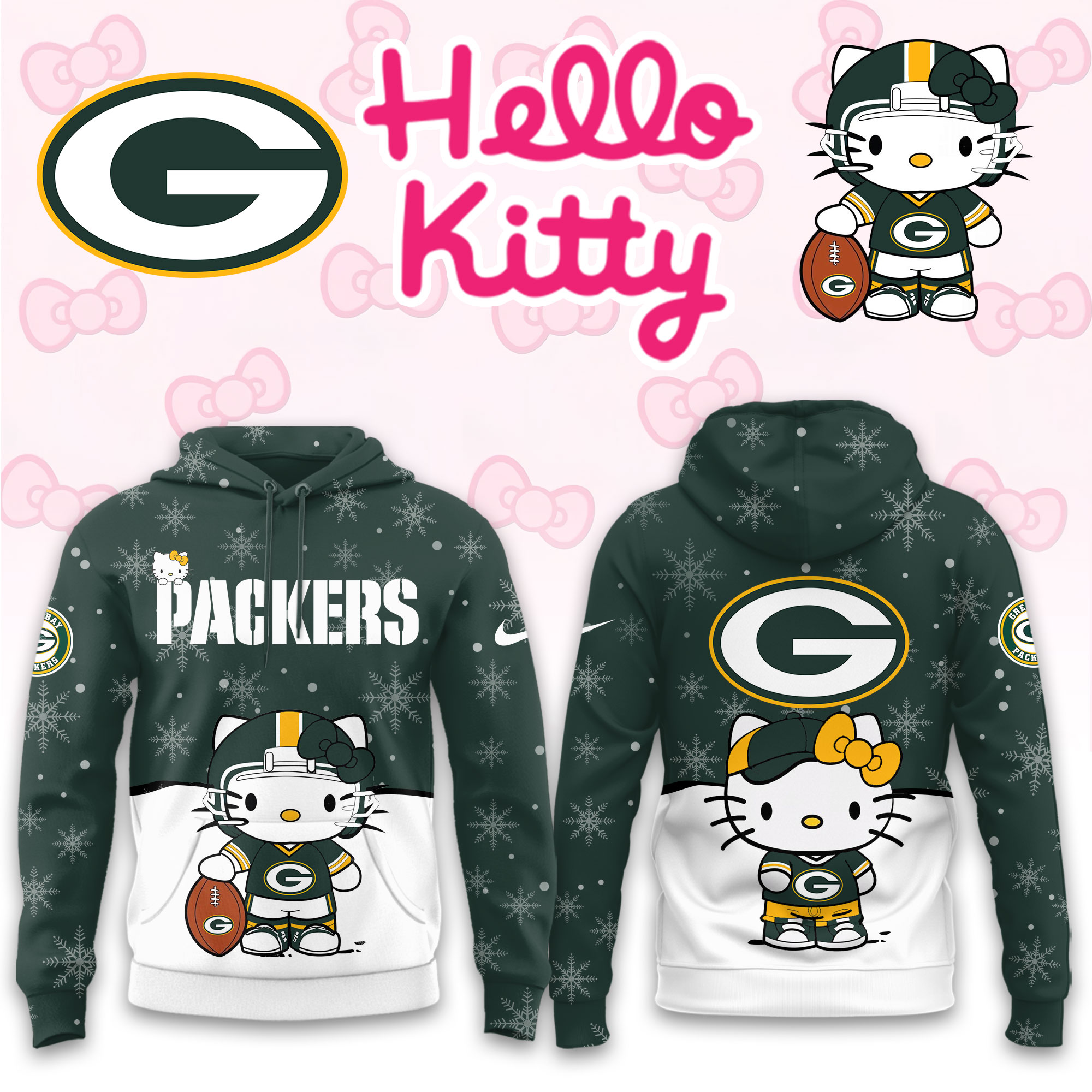 Buildercar - Green Bay Packers Hello Kitty x NFL Hoodie