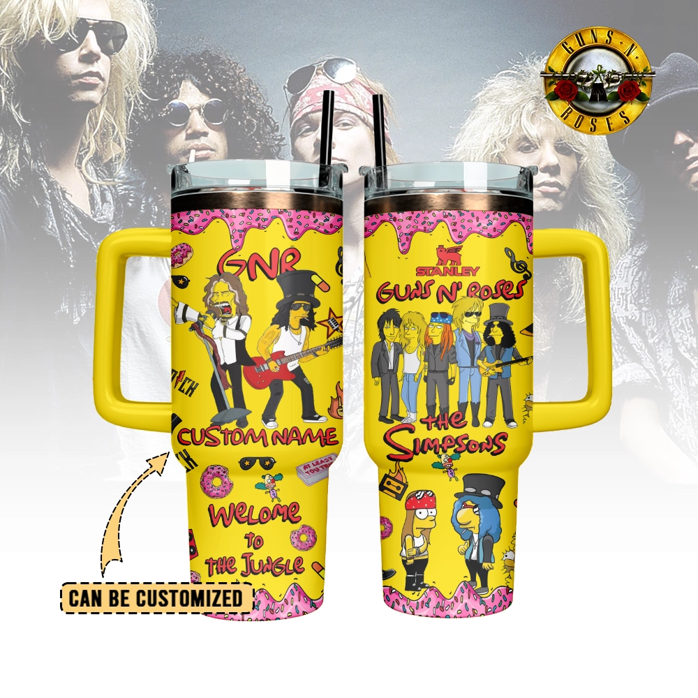 Buildercar - Guns N’ Roses x The Simpsons Custom Stanley Cup 40 oz 30 oz Tumbler With Handle