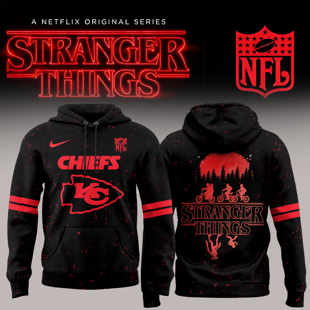 Buildercar - Kansas City Chiefs NFL x Stranger Things Hoodie - hm1279