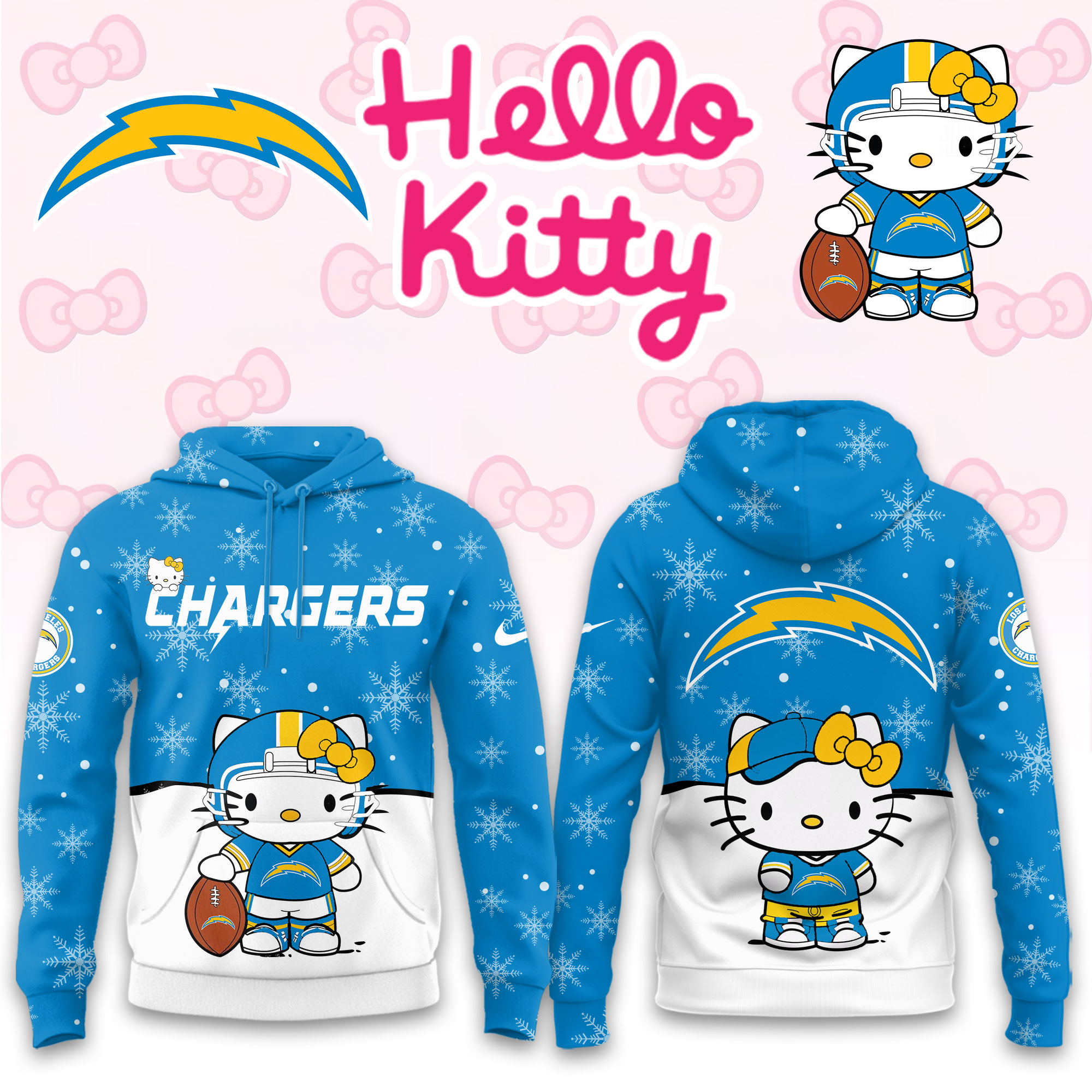 Buildercar - Los Angeles Chargers Hello Kitty x NFL Hoodie