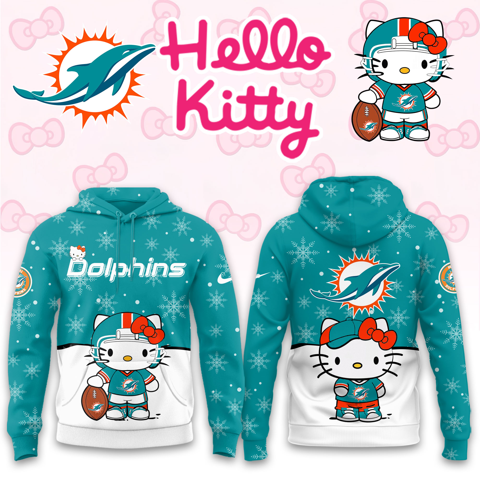 Buildercar - Miami Dolphins Hello Kitty x NFL Hoodie