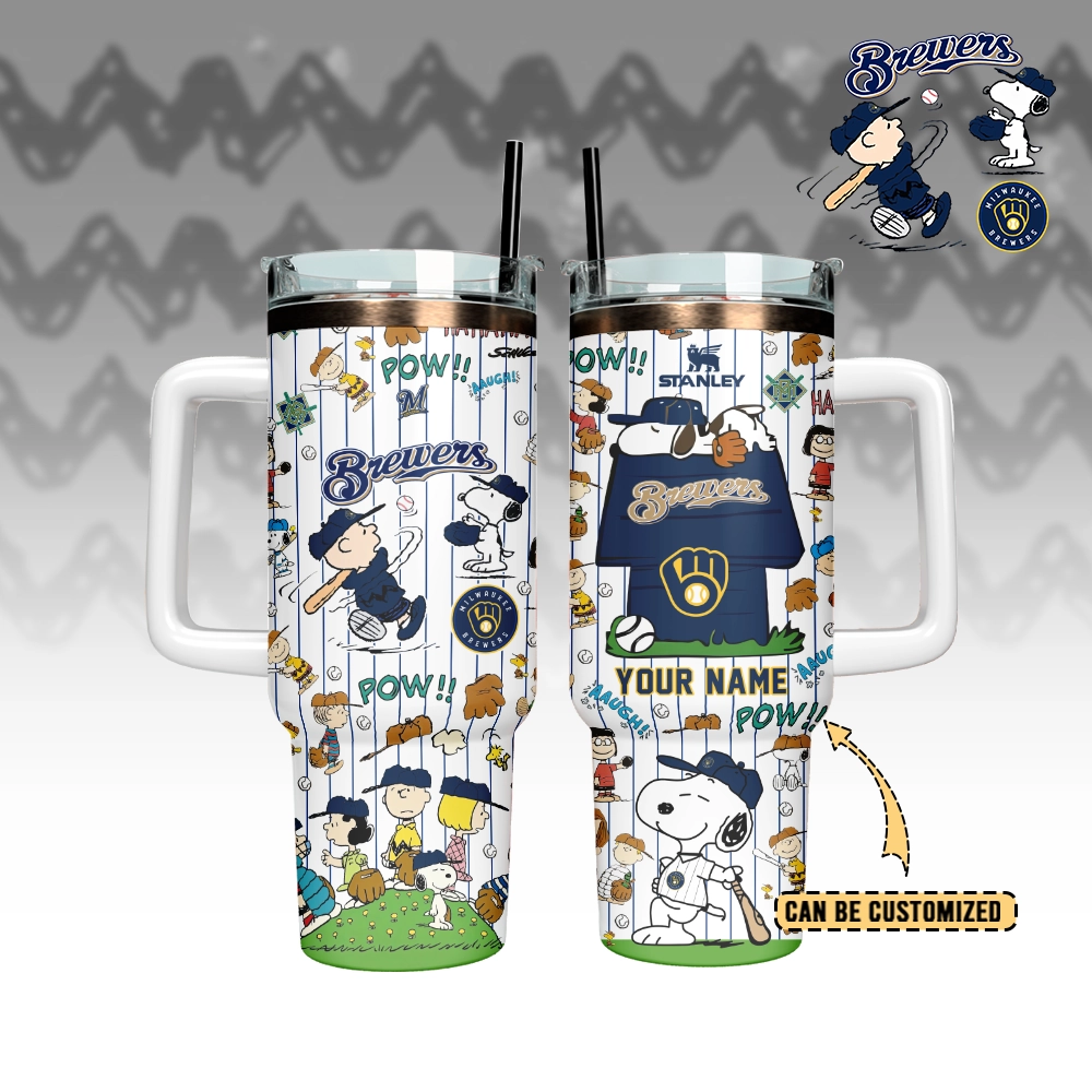 Buildercar - Milwaukee Brewers x Peanuts Custom Stanley Cup 40 oz 30 oz Tumbler With Handle