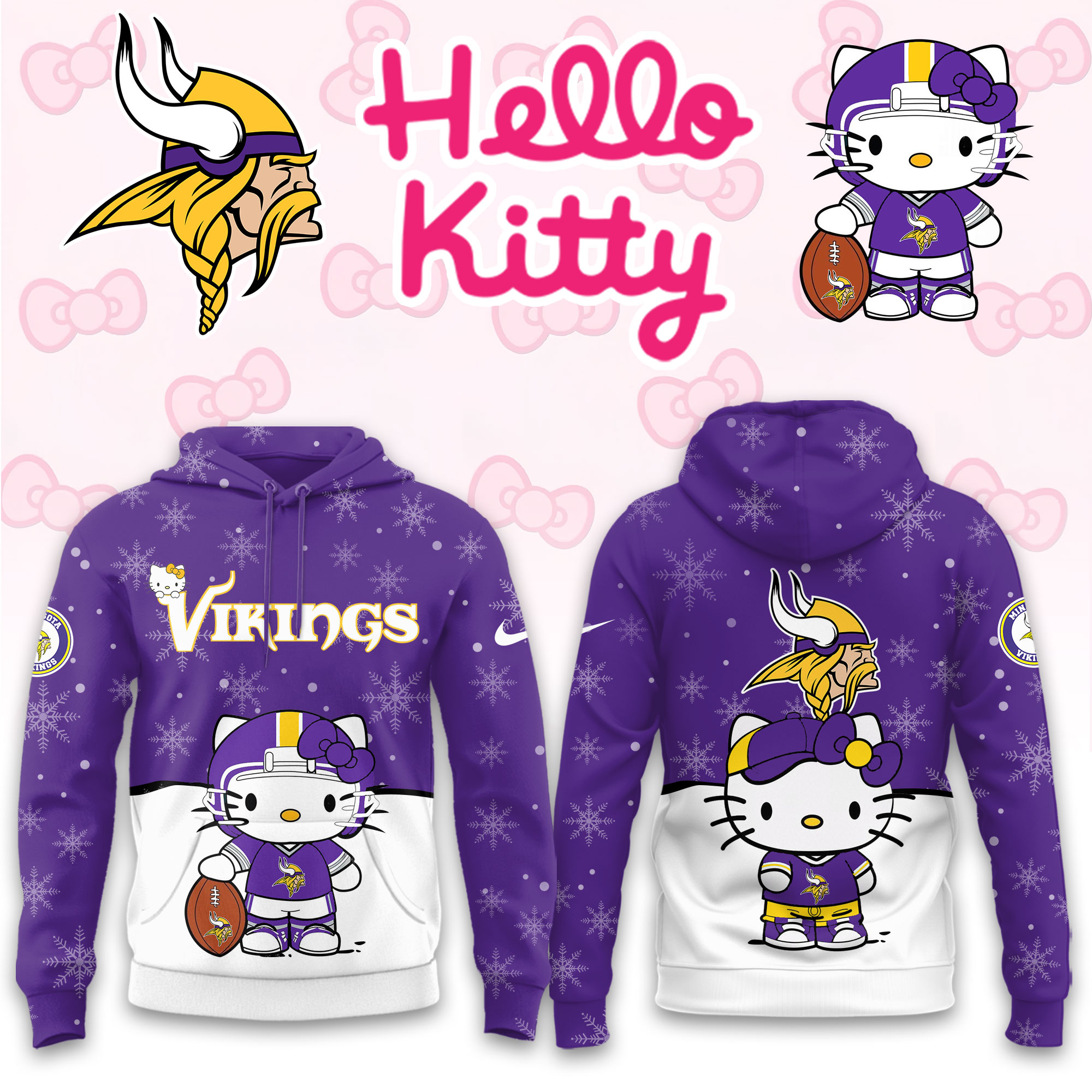 Buildercar - Minnesota Vikings Hello Kitty x NFL Hoodie