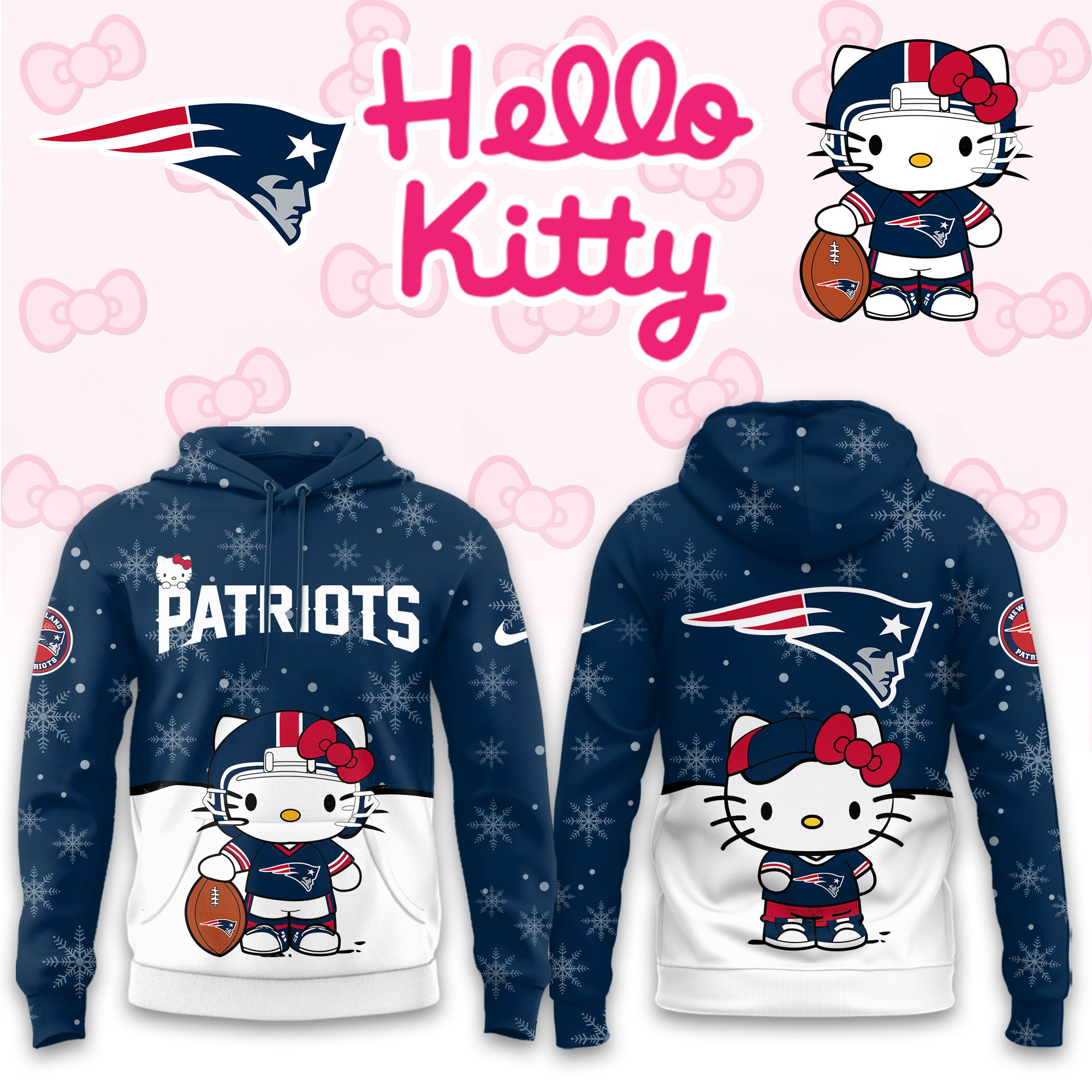 Buildercar - New England Patriots Hello Kitty x NFL Hoodie
