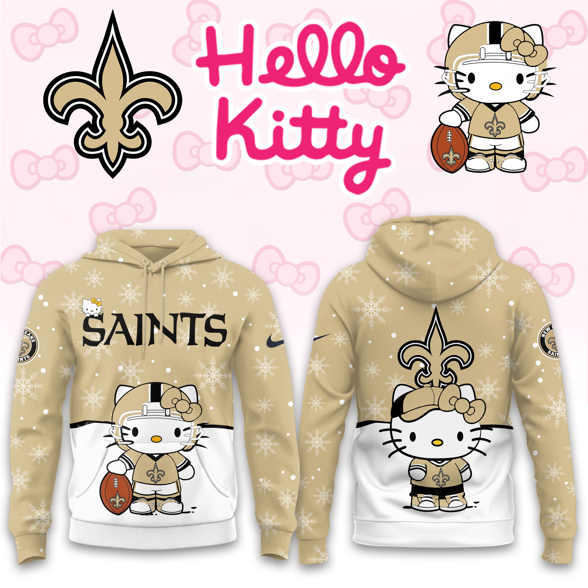 Buildercar - New Orleans Saints Hello Kitty x NFL Hoodie
