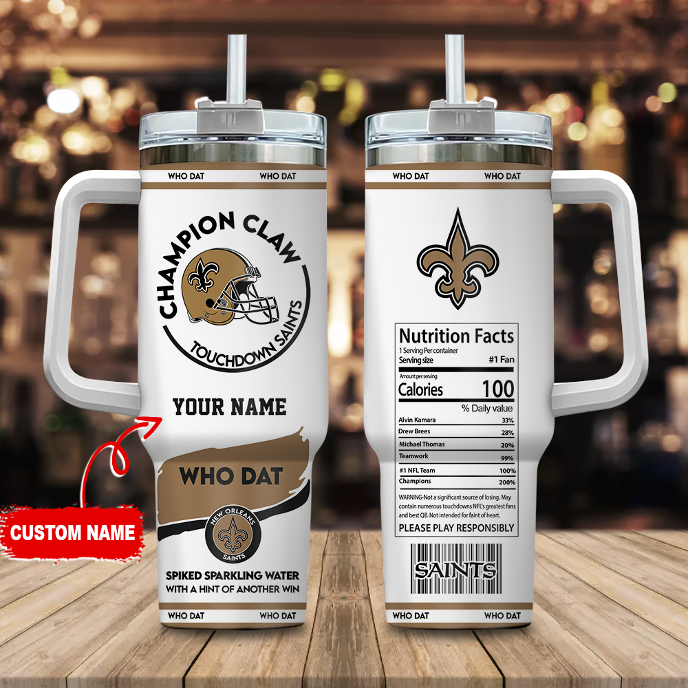 Buildercar - New Orleans Saints NFL Champion Claw Custom Stanley Cup 40 oz 30 oz Tumbler With Handle