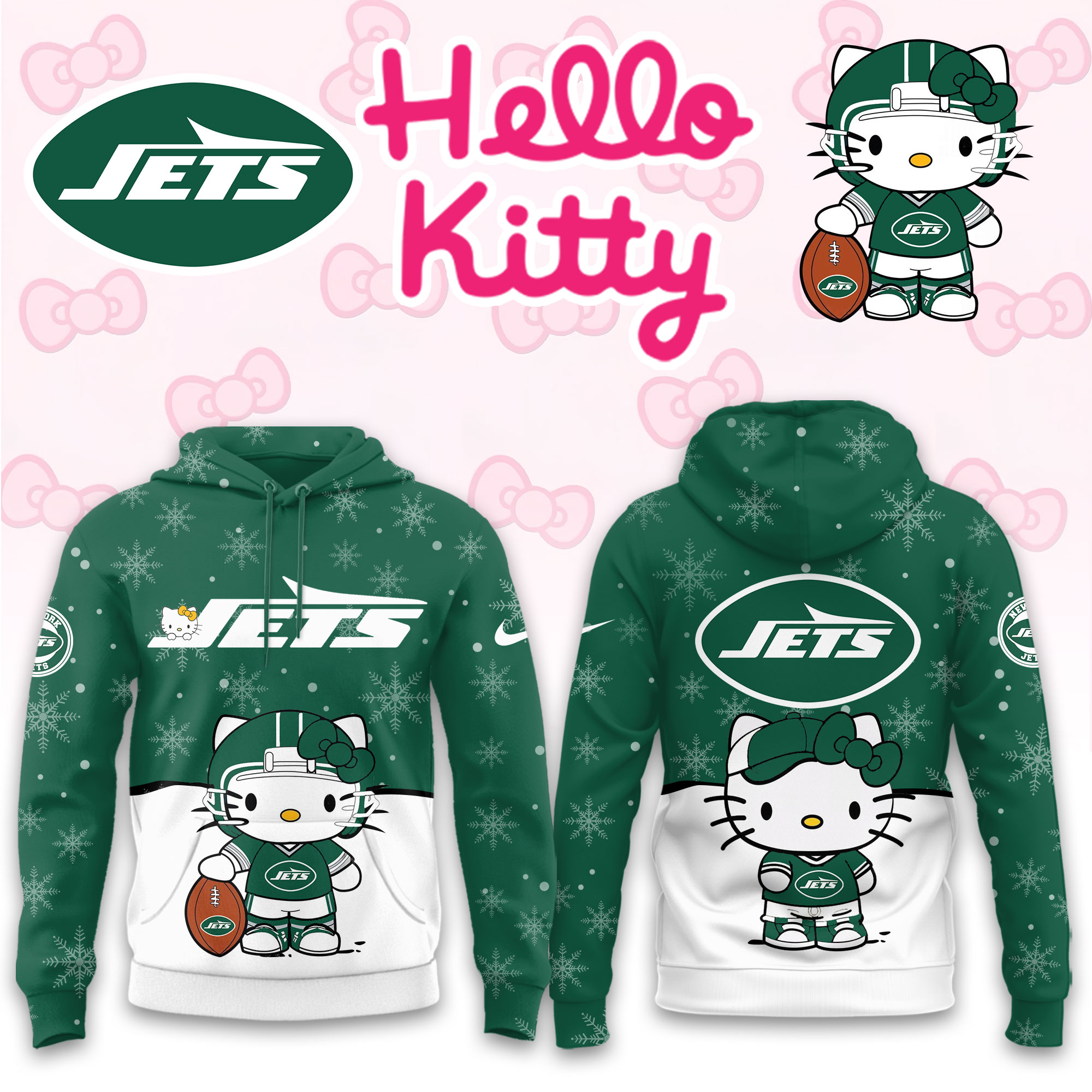 Buildercar - New York Jets Hello Kitty x NFL Hoodie