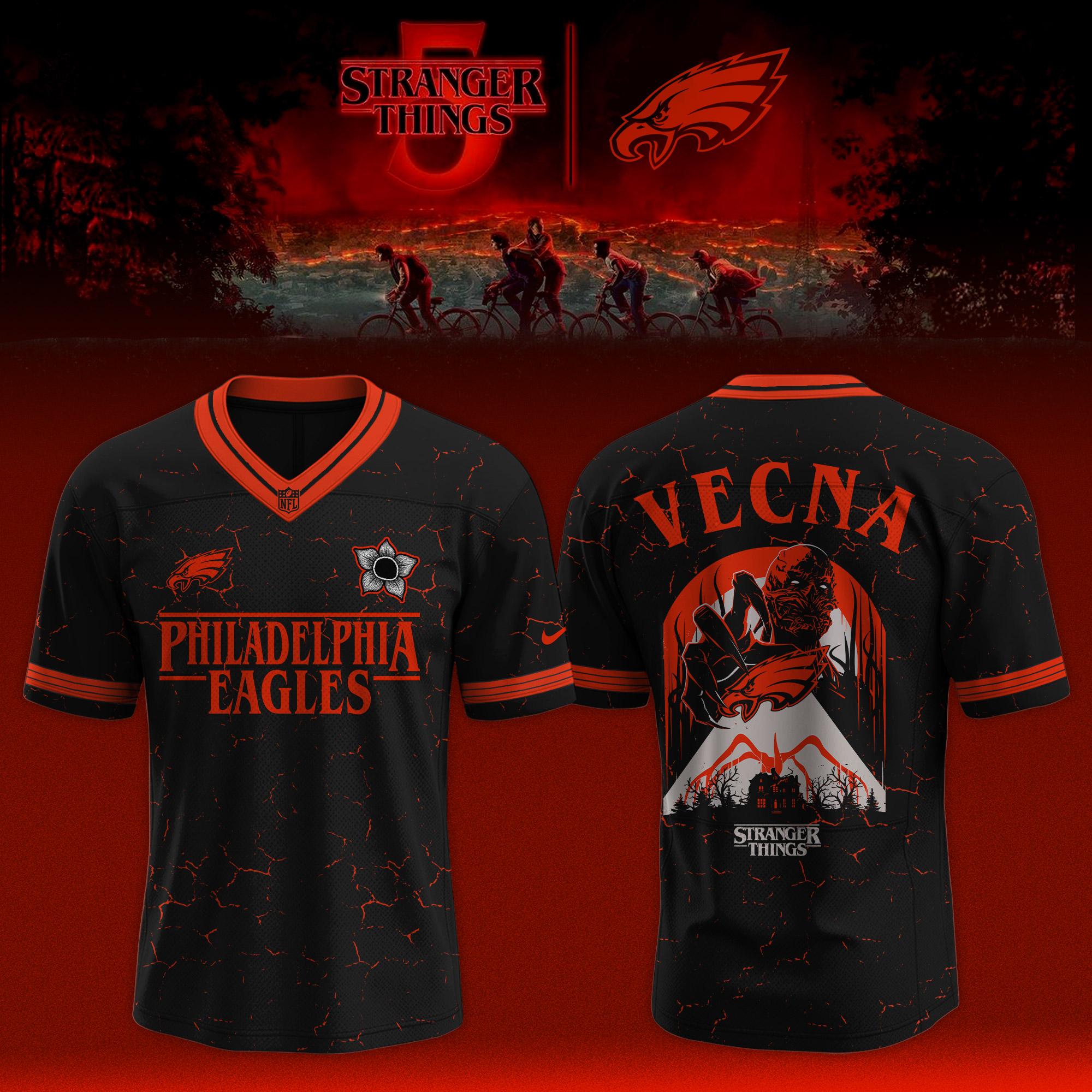 Buildercar - Philadelphia Eagles NFL Teams x Stranger Things Limited Jersey