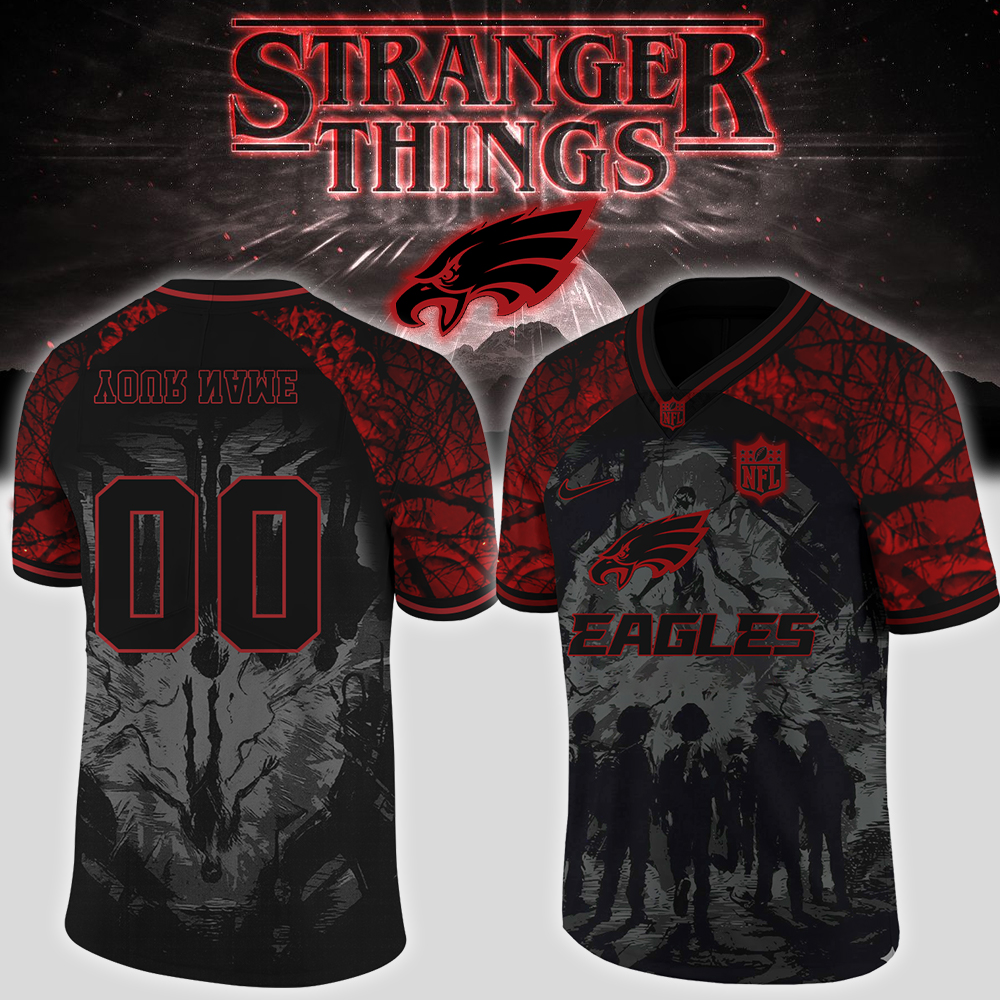 Buildercar - Philadelphia Eagles NFL x Stranger Things Jersey (Custom Name & Number)