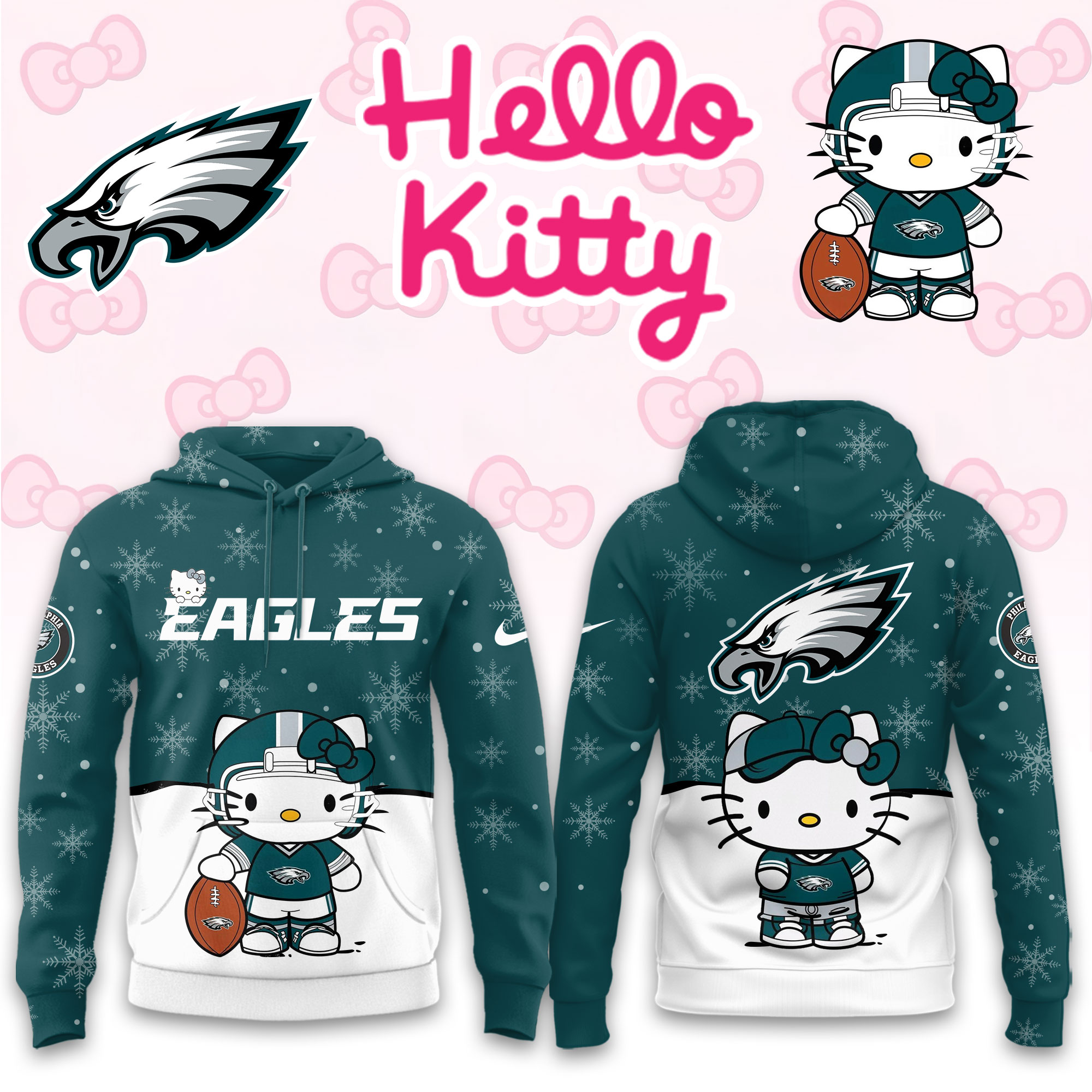 Buildercar - Philadelphia Eagles x Hello Kitty x NFL Hoodie