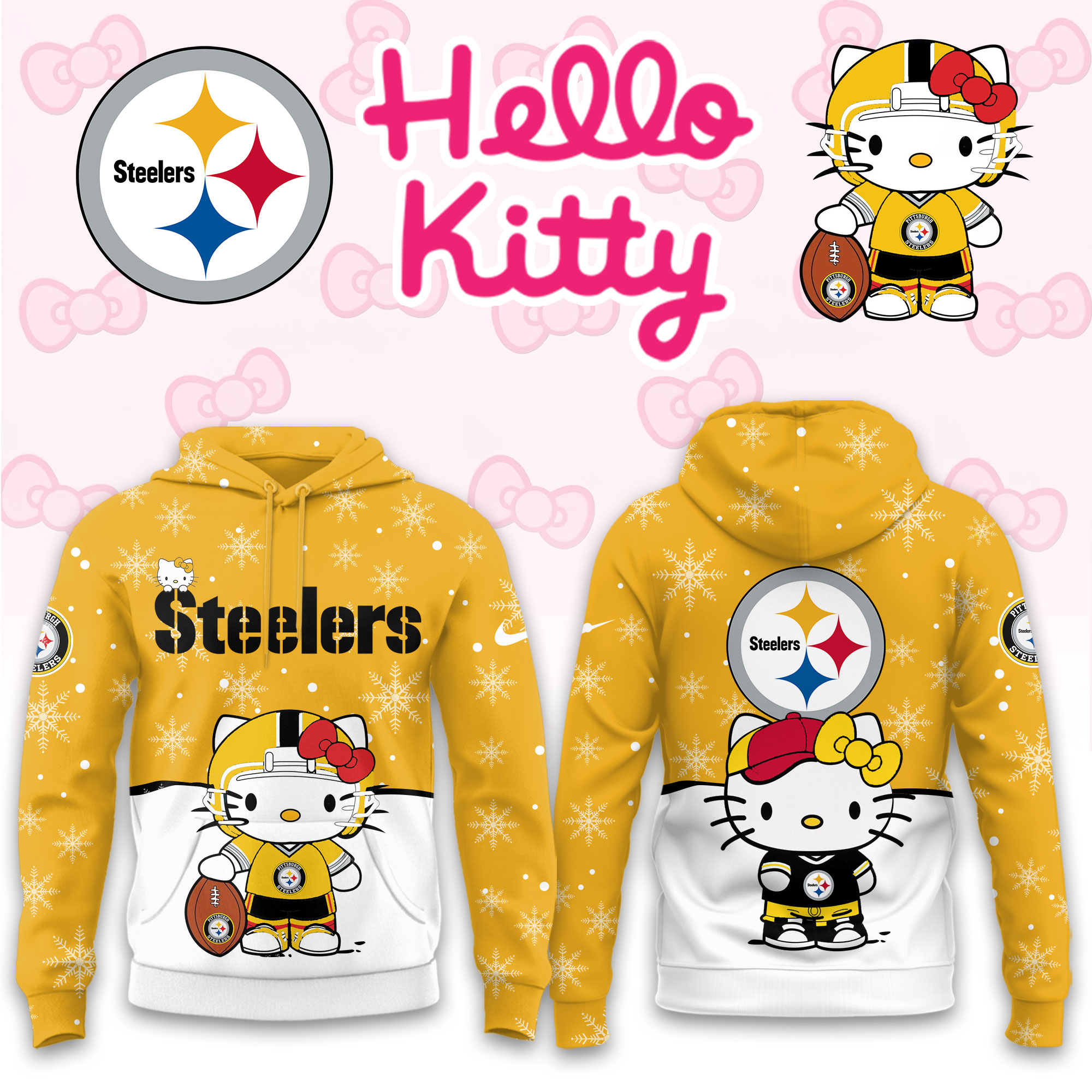 Buildercar - Pittsburgh Steelers Hello Kitty x NFL Hoodie