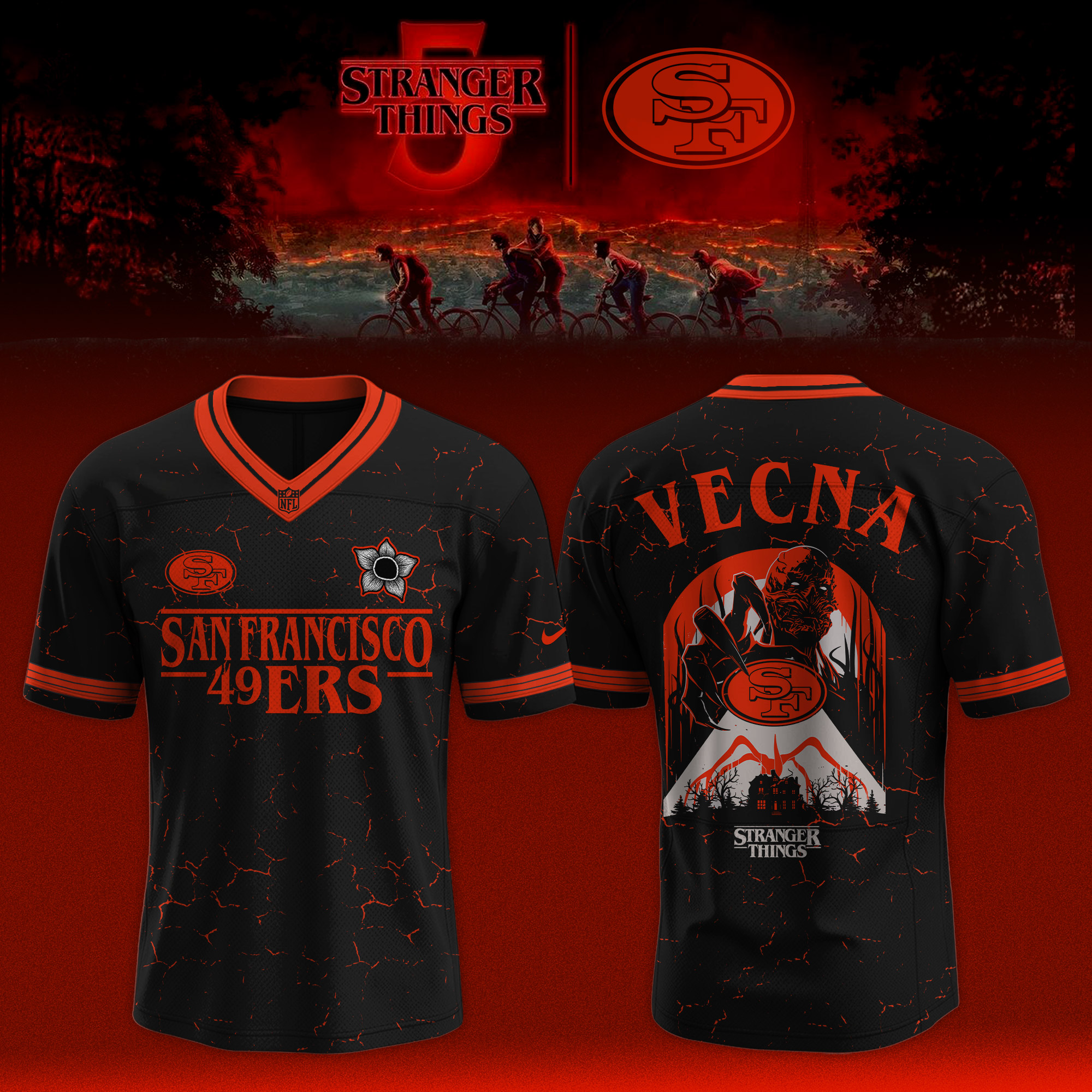 Buildercar - San Francisco 49ers NFL Teams x Stranger Things Limited Jersey