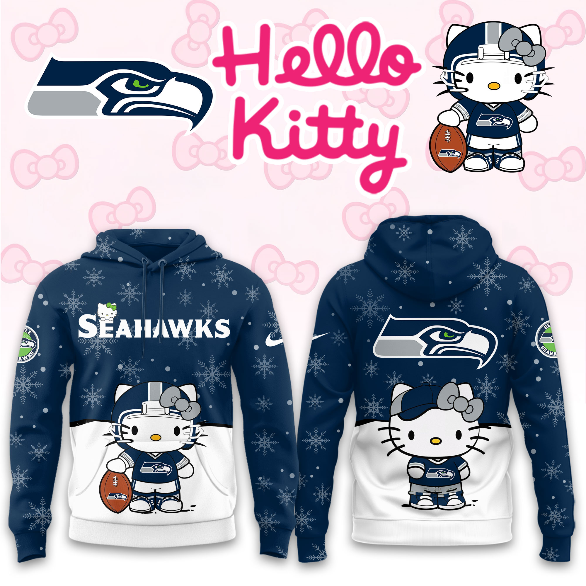 Buildercar - Seattle Seahawks Hello Kitty x NFL Hoodie