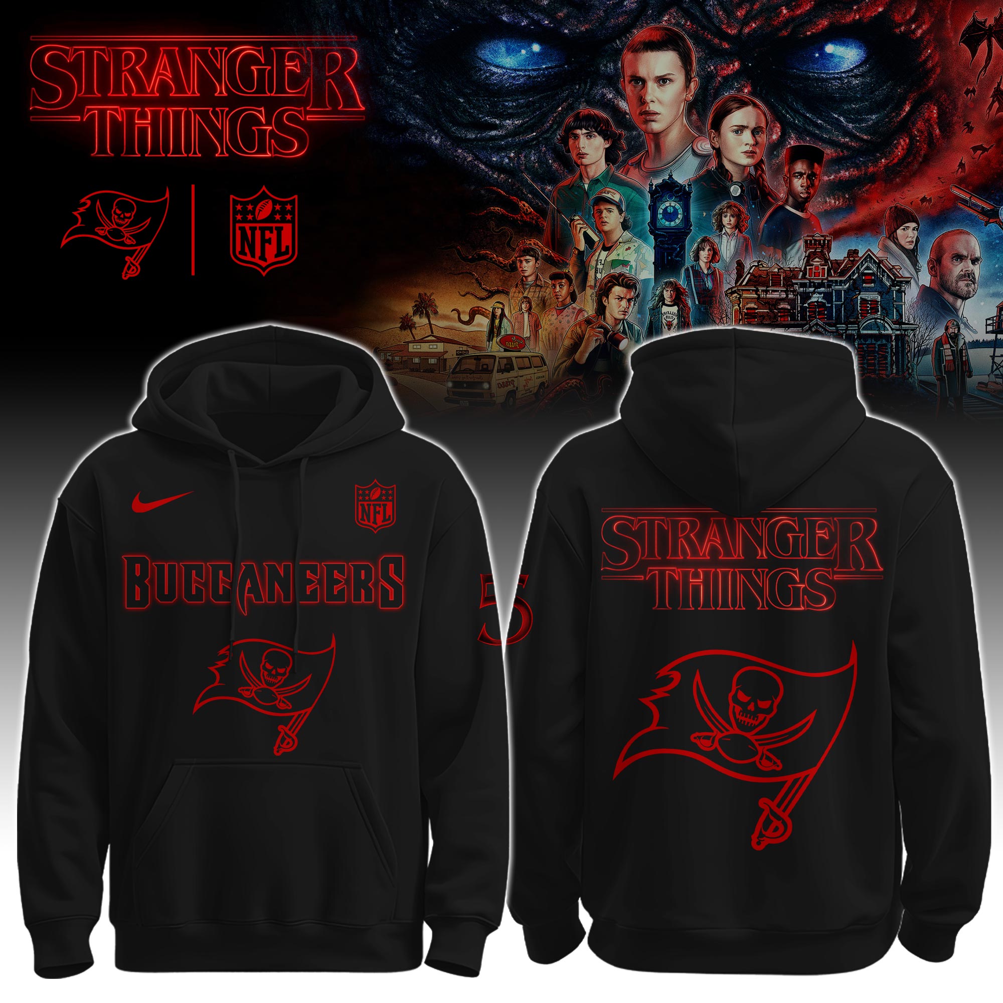 Buildercar - Tampa Bay Buccaneers – NFL x Stranger Things Hoodie