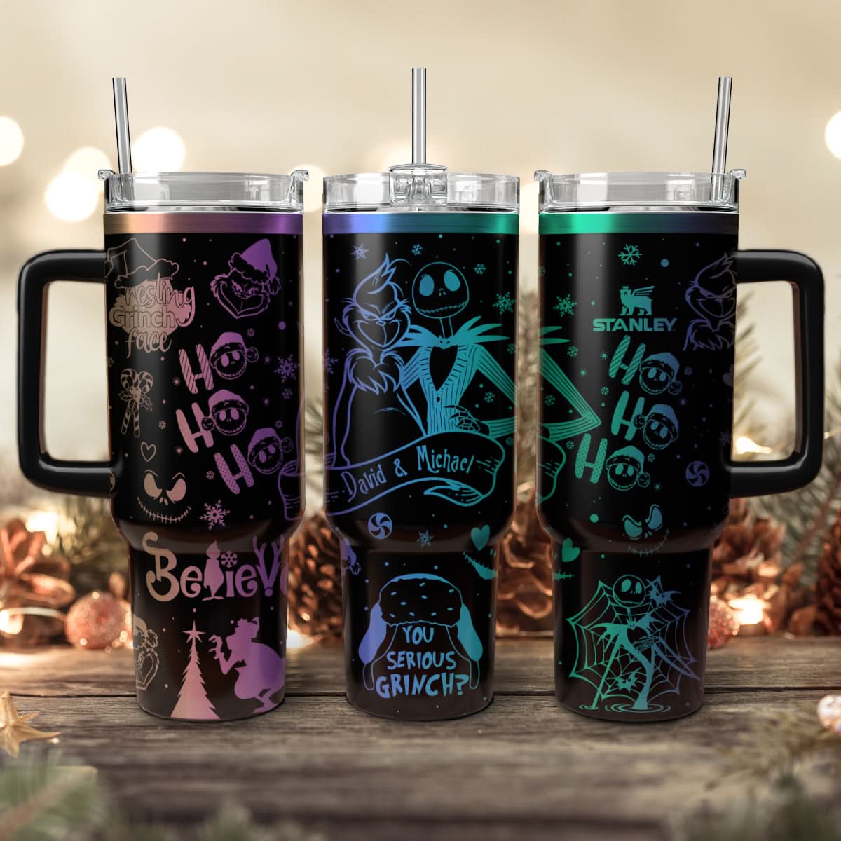 Buildercar - The Grinch And Friend Movies Christmas Custom Stanley Quencher 40oz Stainless Steel Tumbler With Handle