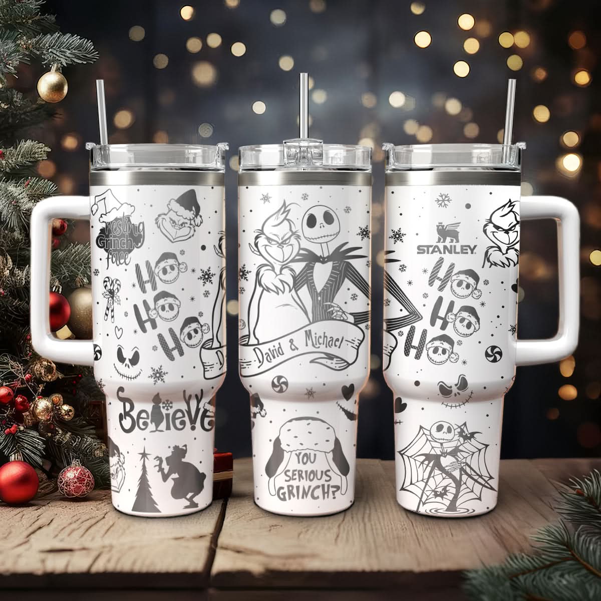 Buildercar - The Grinch And Friend Movies Christmas Custom Stanley Quencher 40oz Stainless Steel Tumbler With Handle
