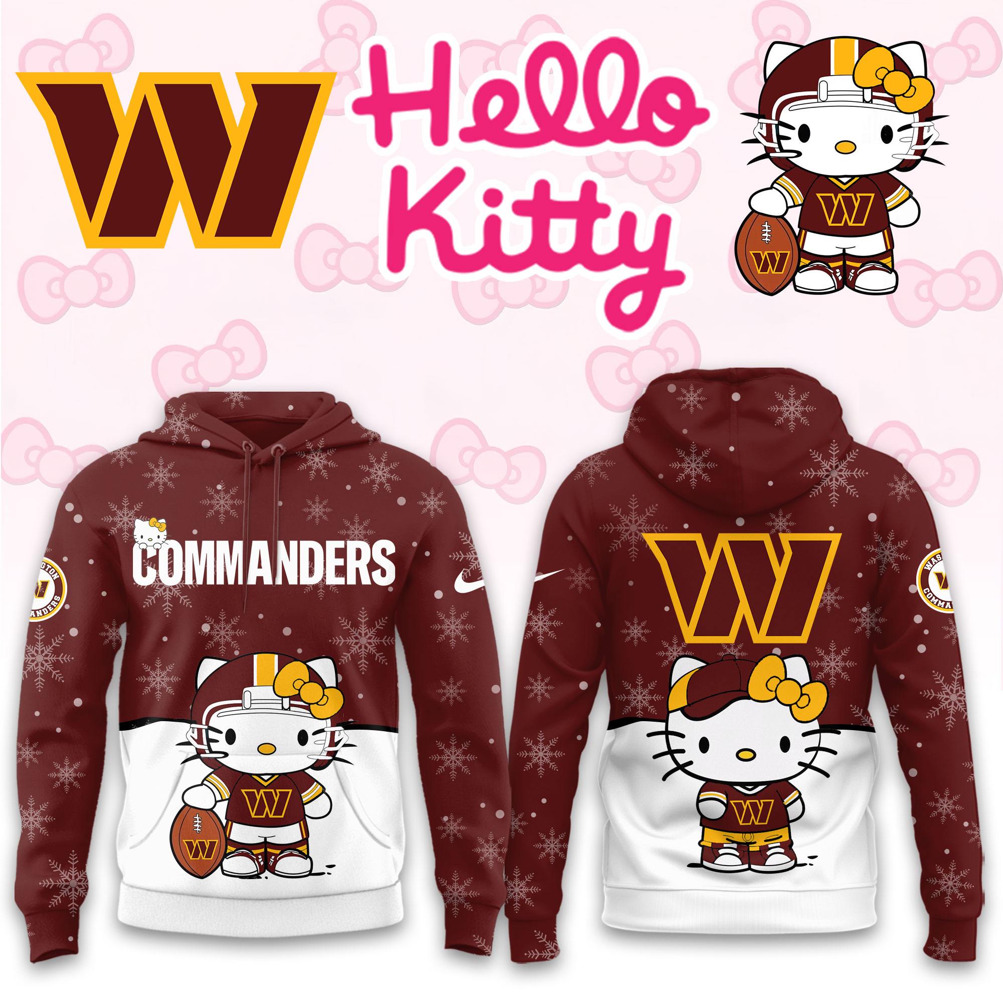 Buildercar - Washington Commanders Hello Kitty x NFL Hoodie