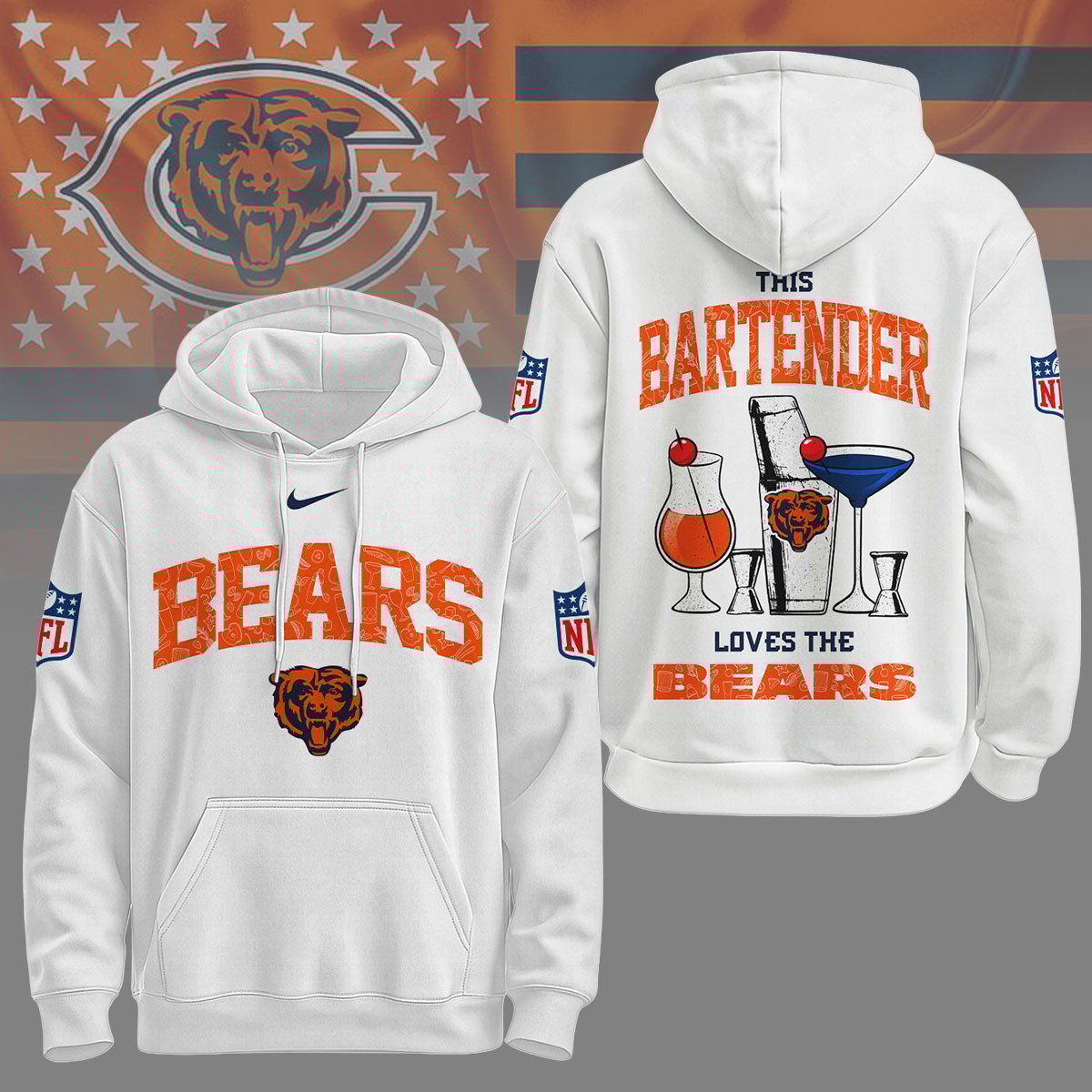 Chicago Bears | Premium NFL Bartender Fan Hoodie