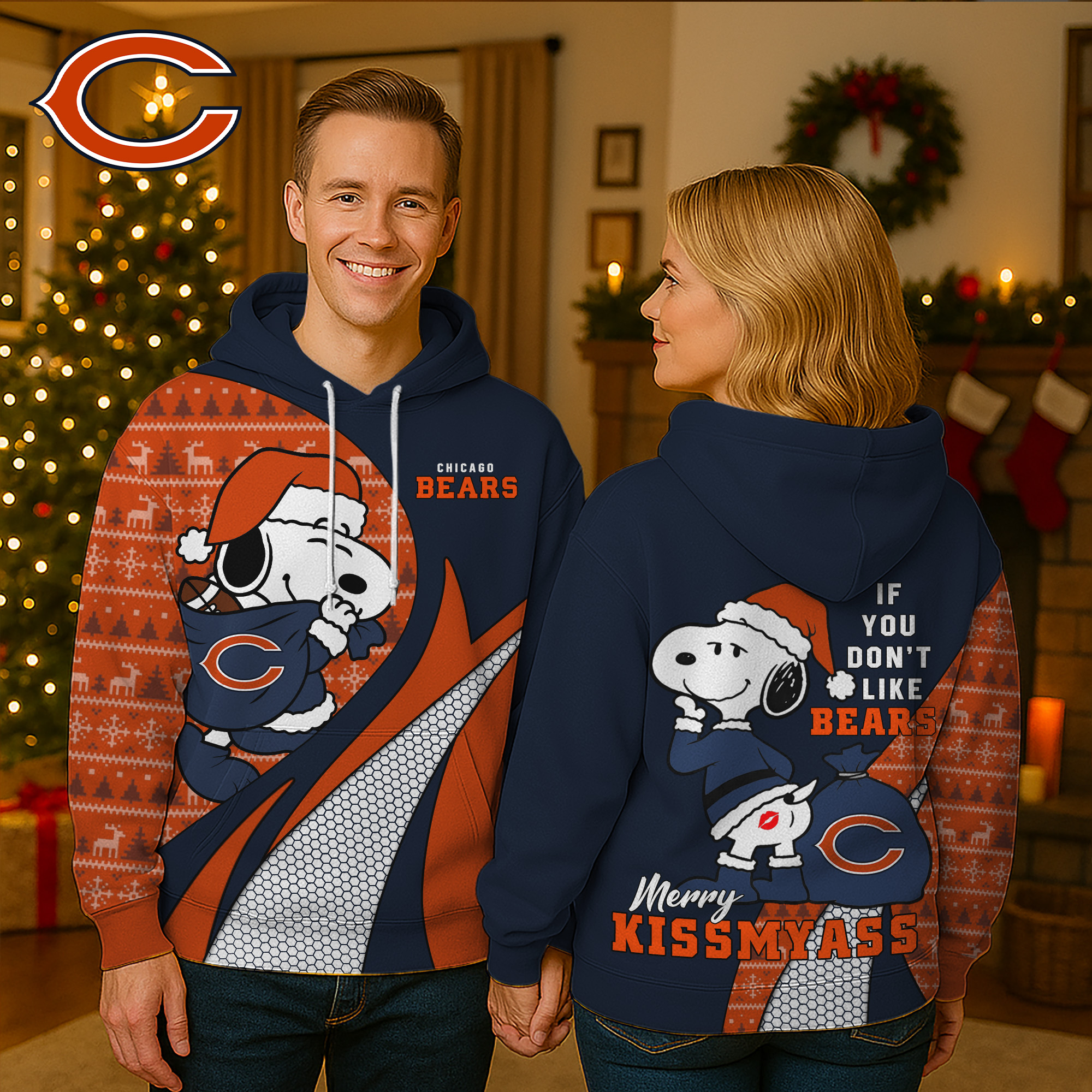 Chicago Bears | Premium NFL Funny Snoopy Christmas 3D Hoodie