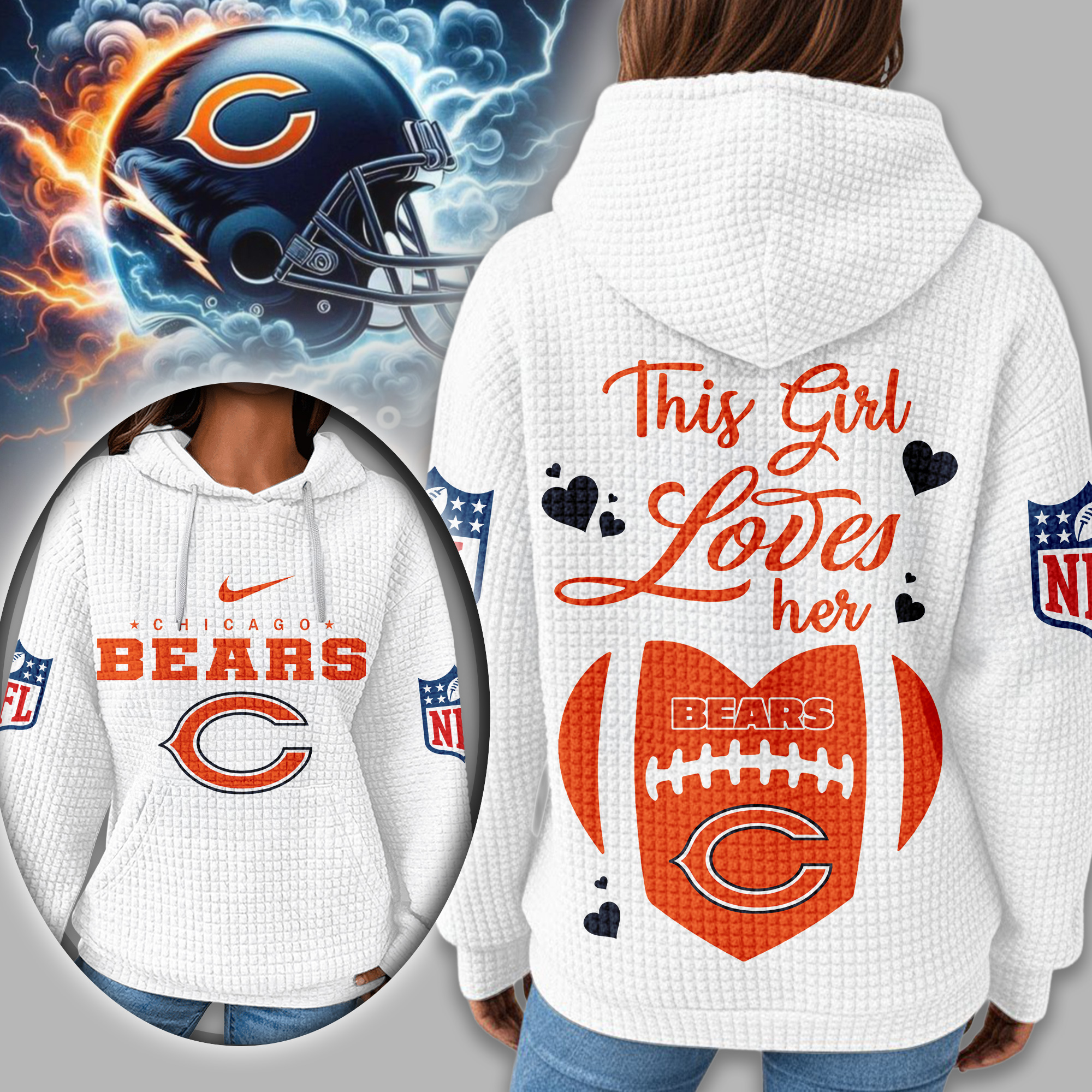 Chicago Bears | Premium NFL Game Day Waffle Hoodie