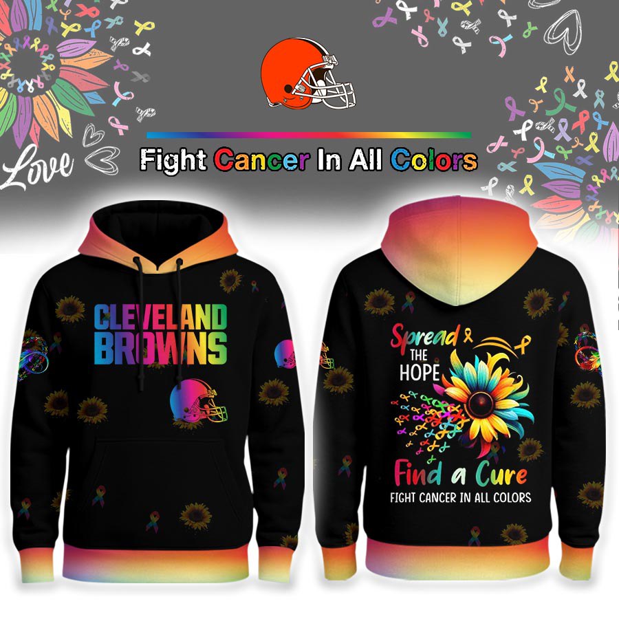 Cleveland Browns | Premium NFL Rainbow Cancer Awareness Hoodie