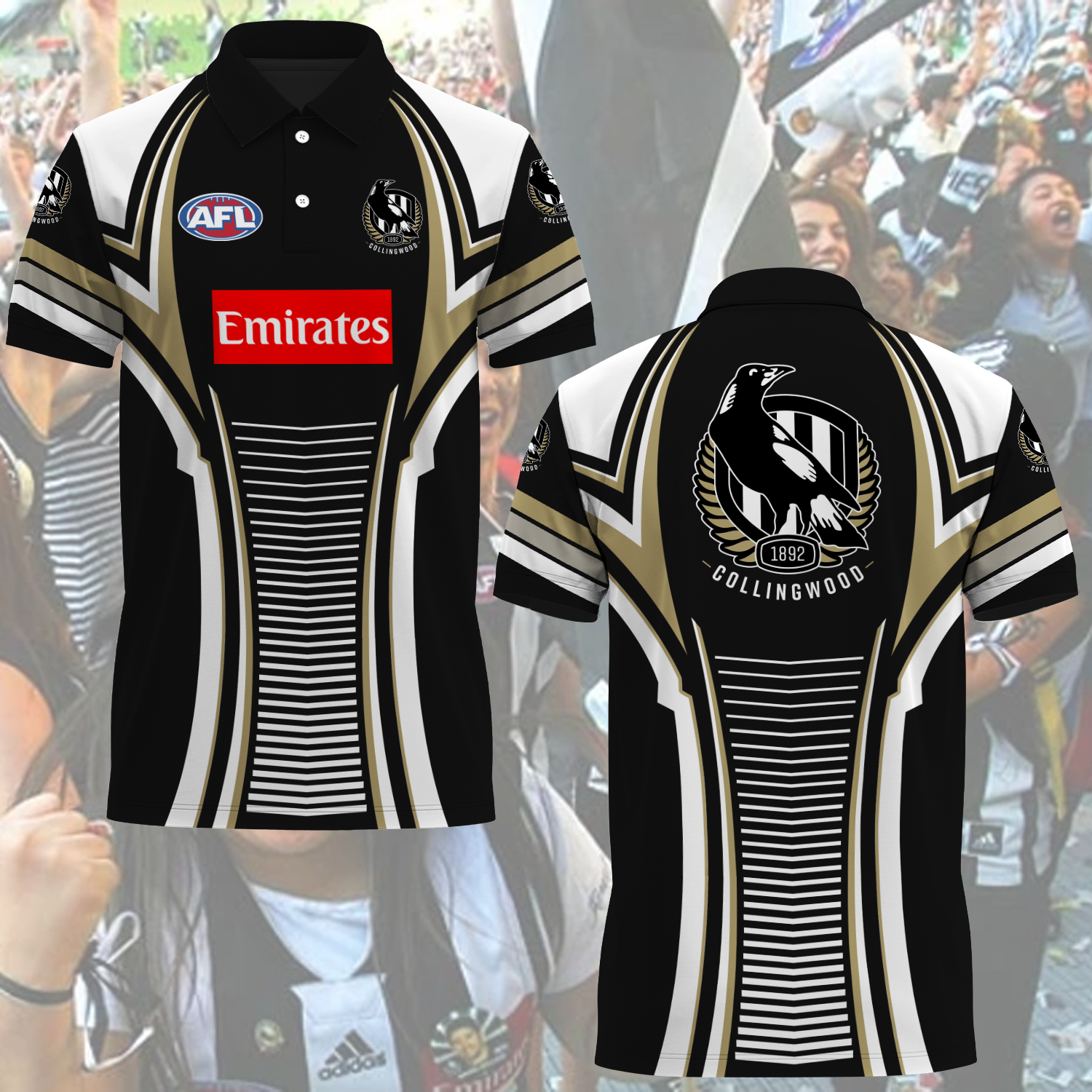 Collingwood Magpies AFL 2025 We Fly As One Polo Shirt TM NTA V1