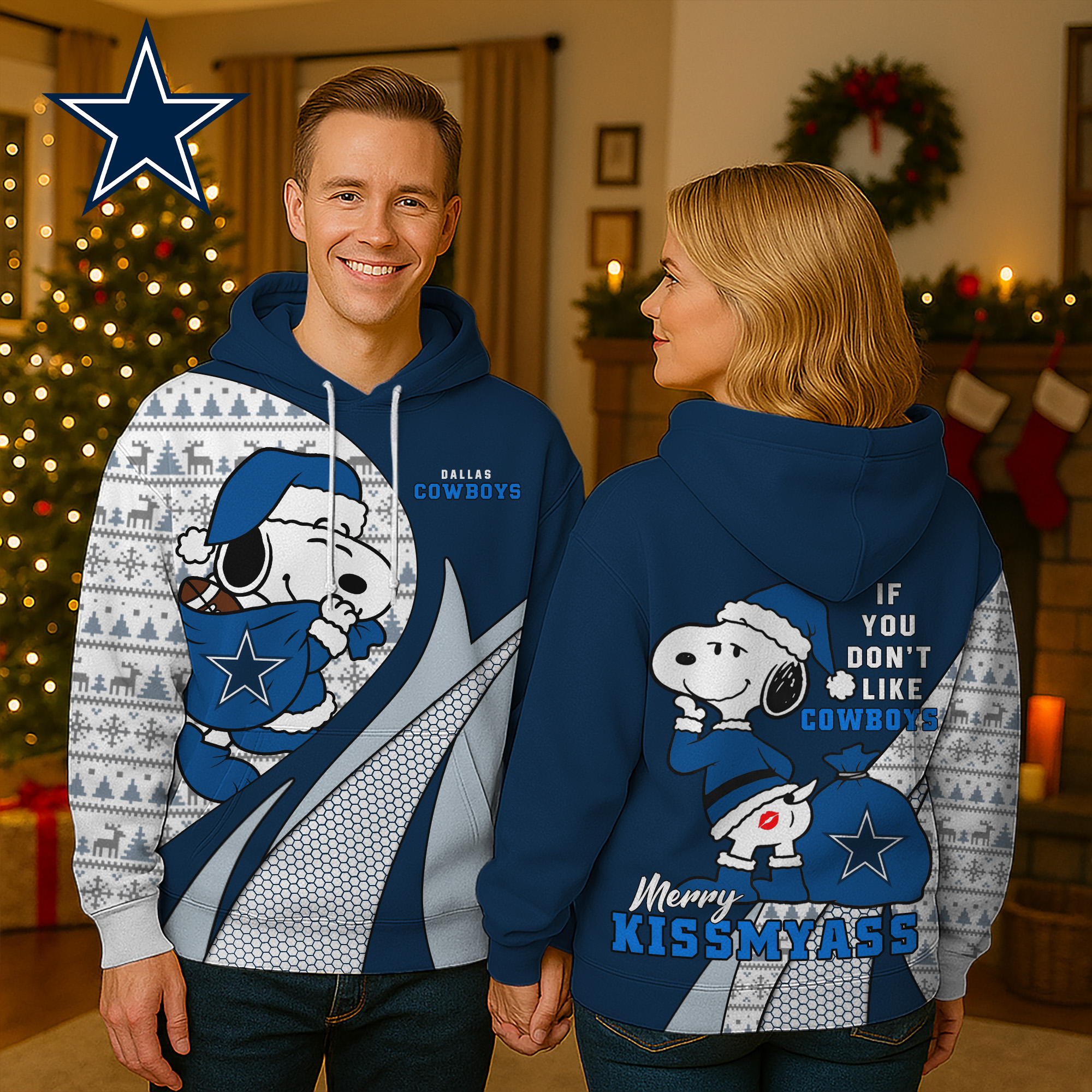 Dallas Cowboys | Premium NFL Funny Snoopy Christmas 3D Hoodie