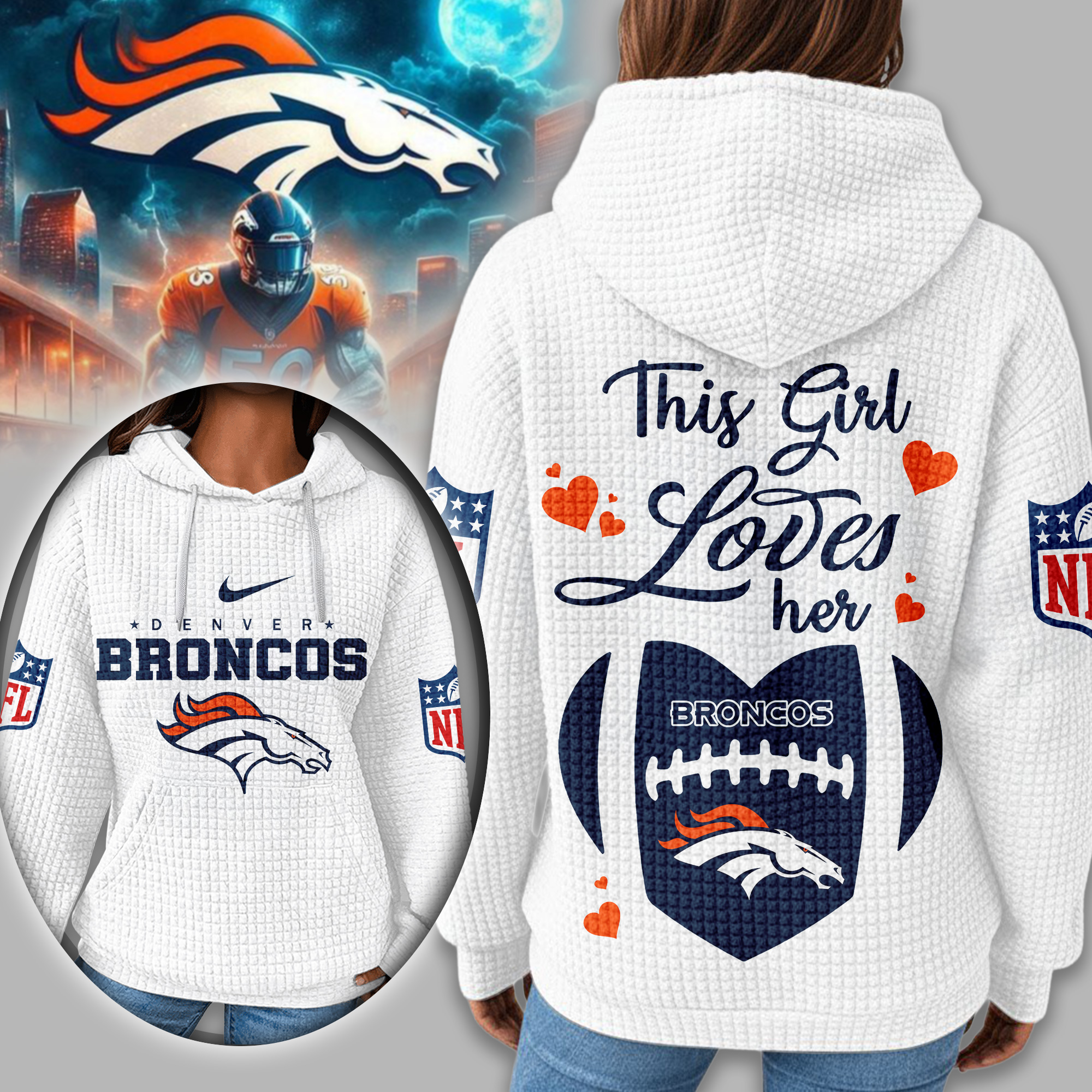 Denver Broncos | Premium NFL Game Day Waffle Hoodie