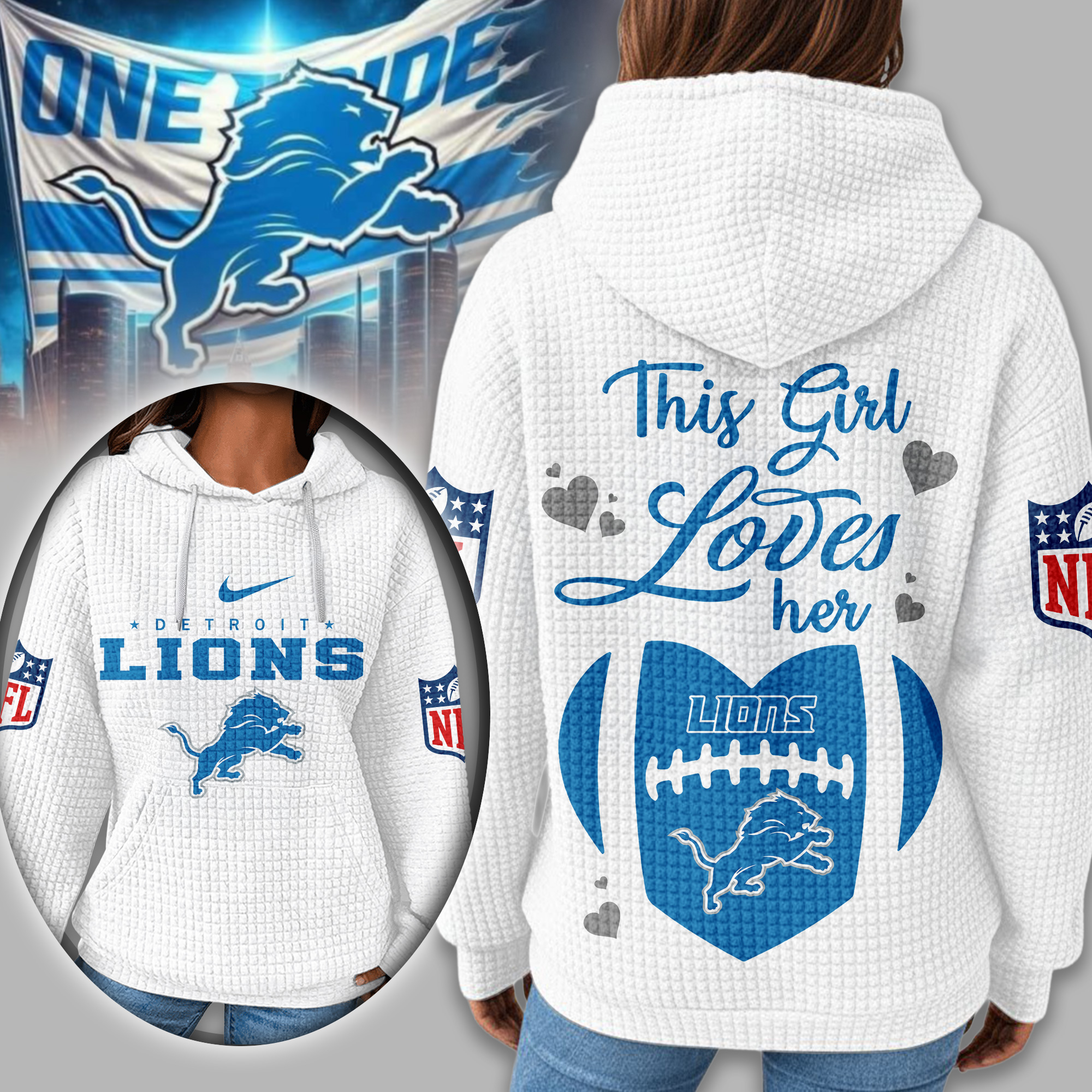 Detroit Lions | Premium NFL Game Day Waffle Hoodie