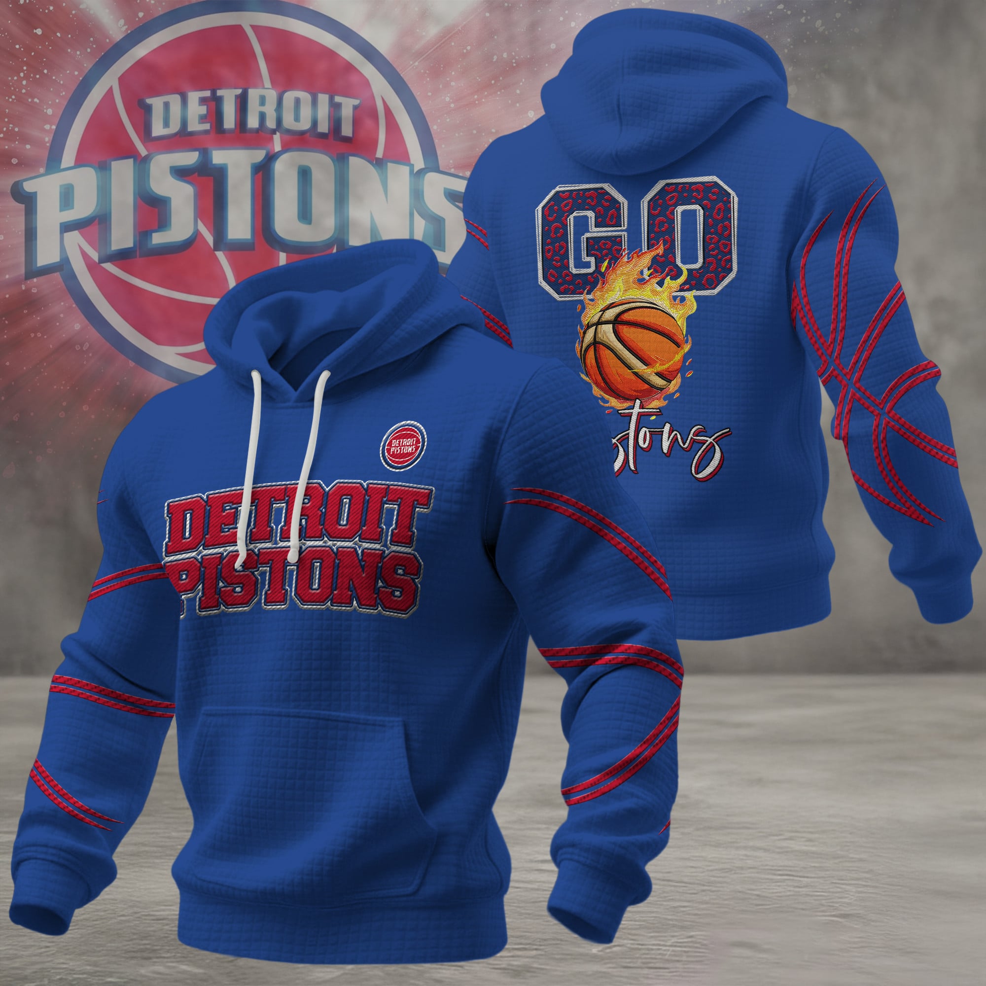 Detroit Pistons | Premium NBA Fan Waffle Hoodie