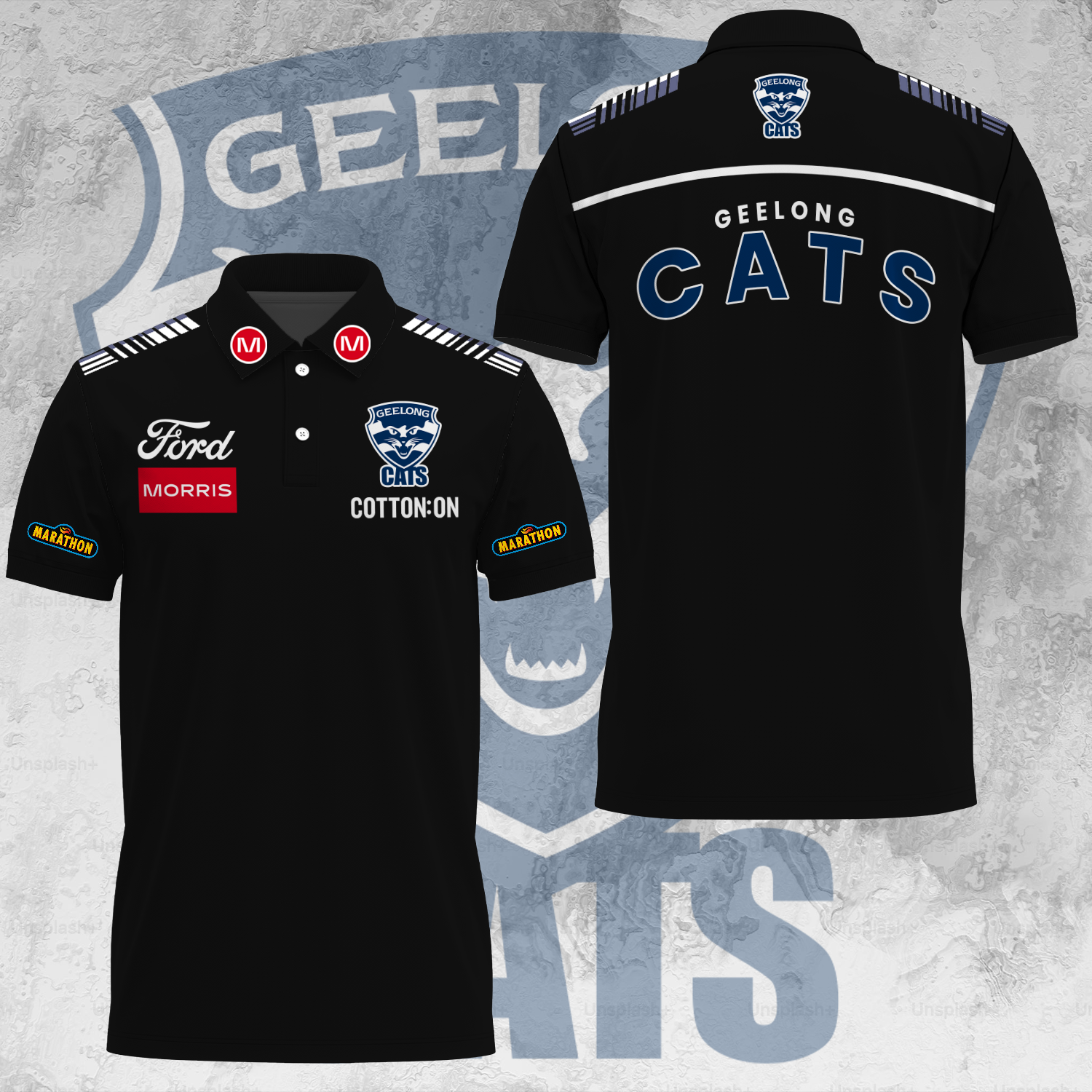 Geelong Football Club AFL 2025 Cats One In Hoops Limited Edition Polo Shirt TM V41