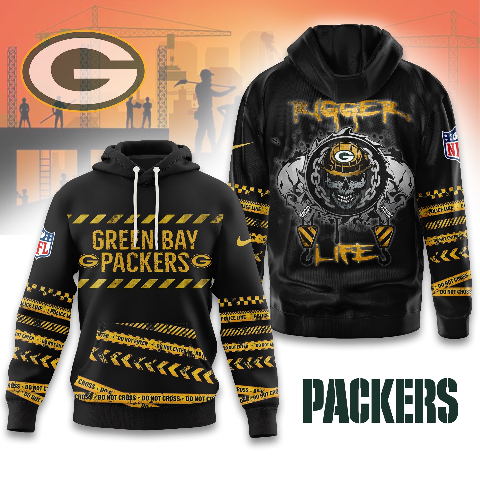 Green Bay Packers | Premium NFL Rigger Life Hoodie