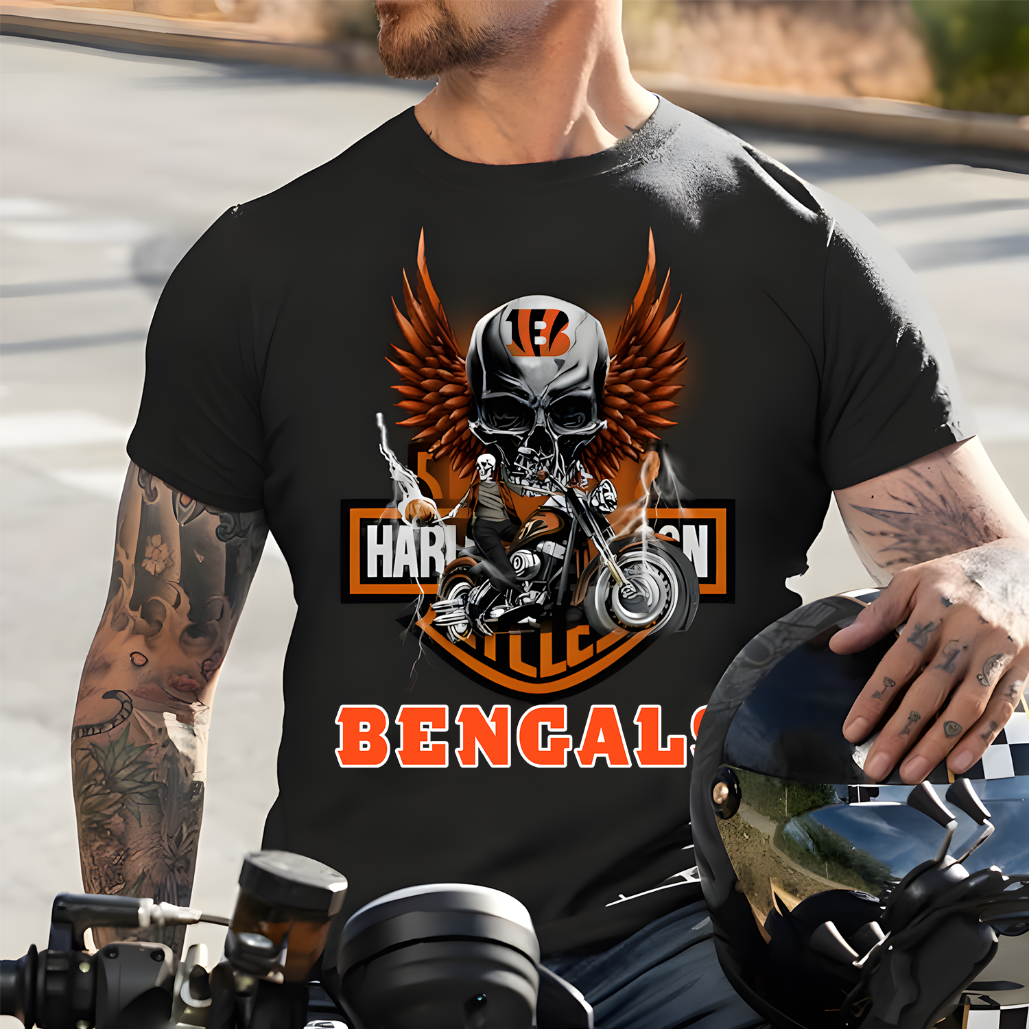 Harley x CIN NFL Biker Spirit 2D Shirt DatND ThuongNH