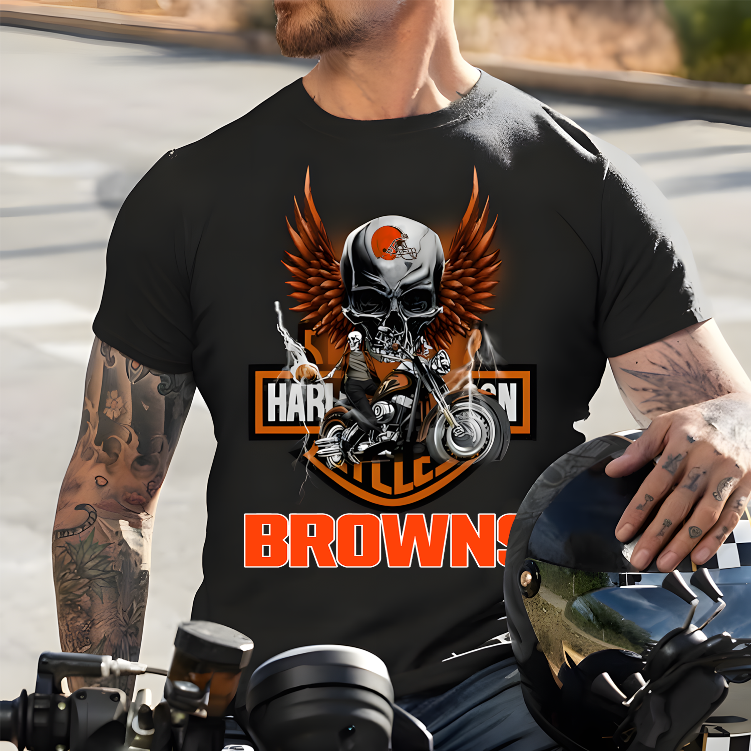Harley x CLE NFL Biker Spirit 2D Shirt DatND ThuongNH