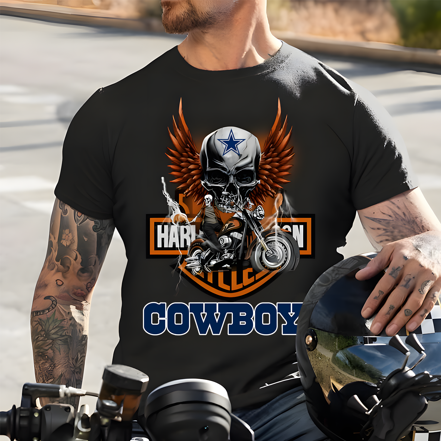 Harley x DAL NFL Biker Spirit 2D Shirt DatND ThuongNH