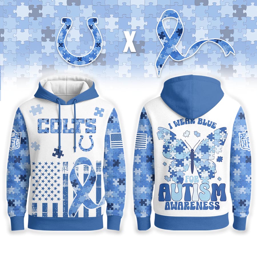 Indianapolis Colts | Premium NFL Autism Awareness Blue Hoodie