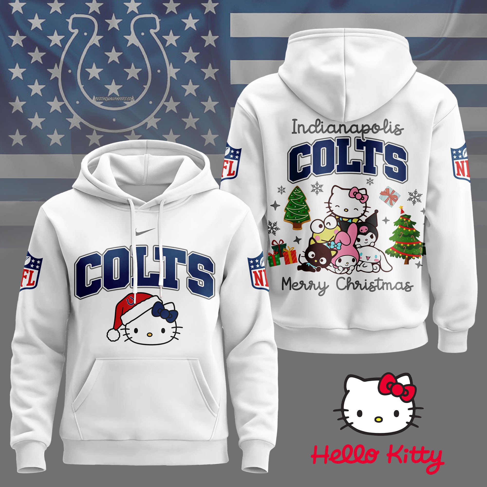 Indianapolis Colts | Premium NFL Hello Kitty Christmas 3D Hoodie