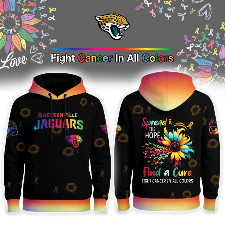 Jacksonville Jaguars | Premium NFL Rainbow Cancer Awareness Hoodie