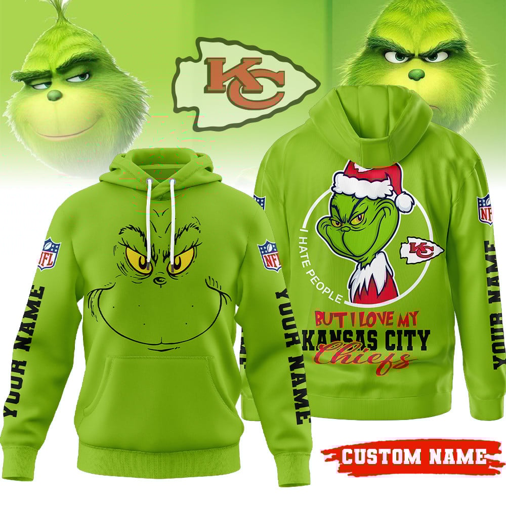 Kansas City Chiefs | Premium NFL Grinch I Hate People Hoodie