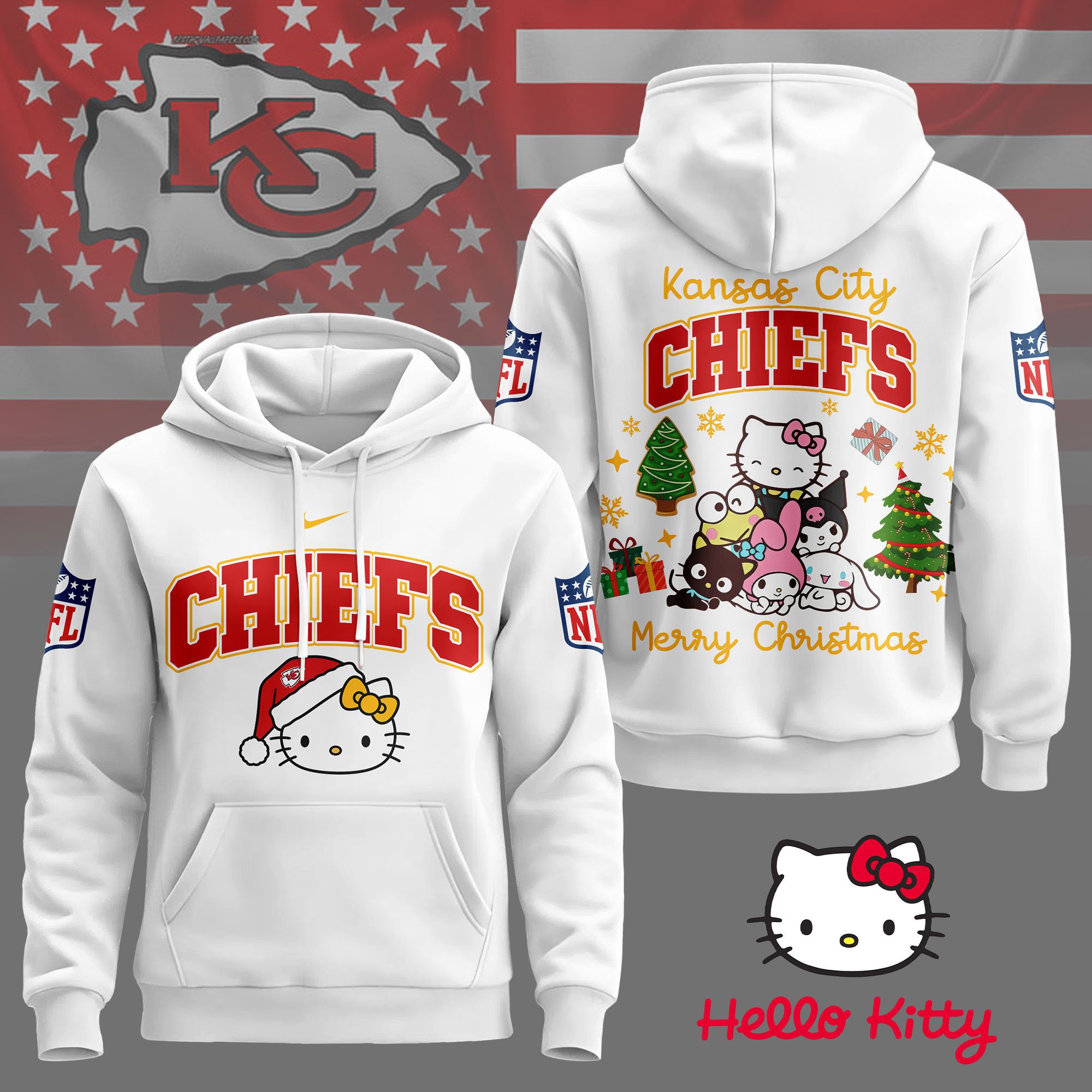 Kansas City Chiefs | Premium NFL Hello Kitty Christmas 3D Hoodie