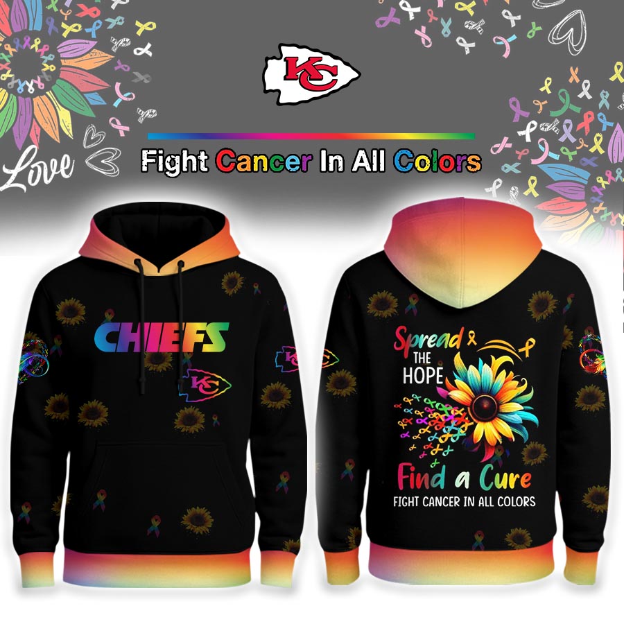 Kansas City Chiefs | Premium NFL Rainbow Cancer Awareness Hoodie