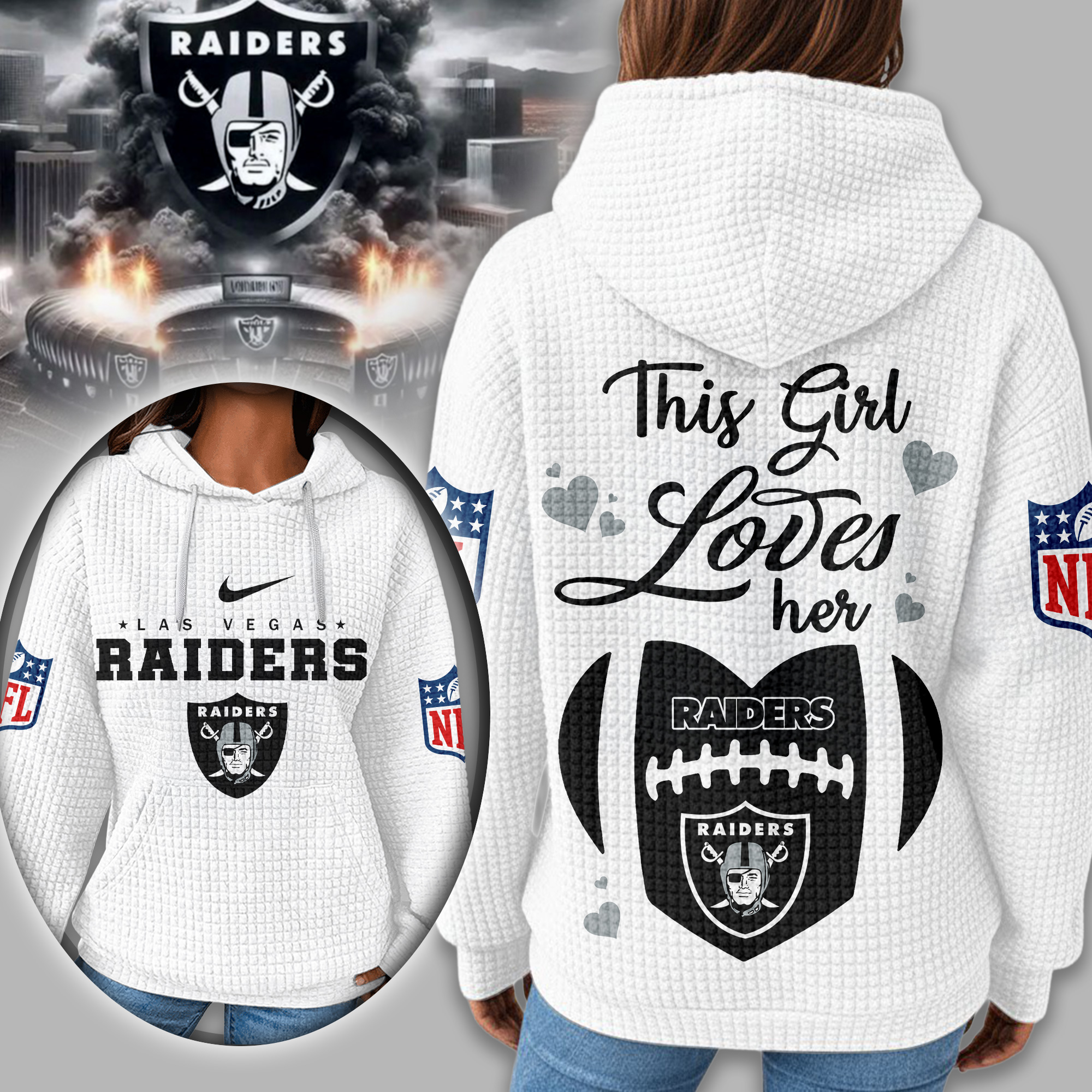 Las Vegas Raiders | Premium NFL Game Day Waffle Hoodie