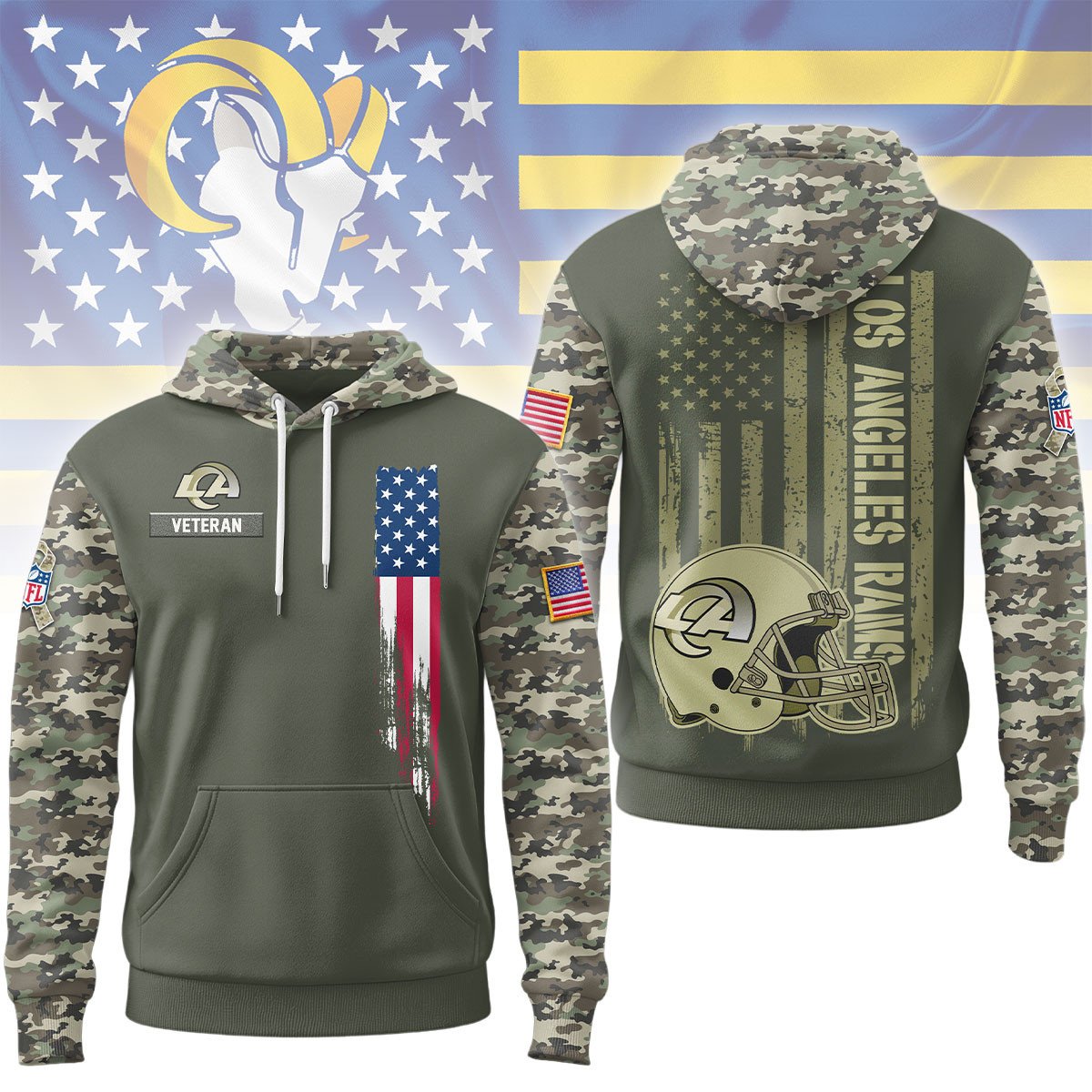 Los Angeles Rams | Premium NFL Veteran Camo Hoodie Limited Edition