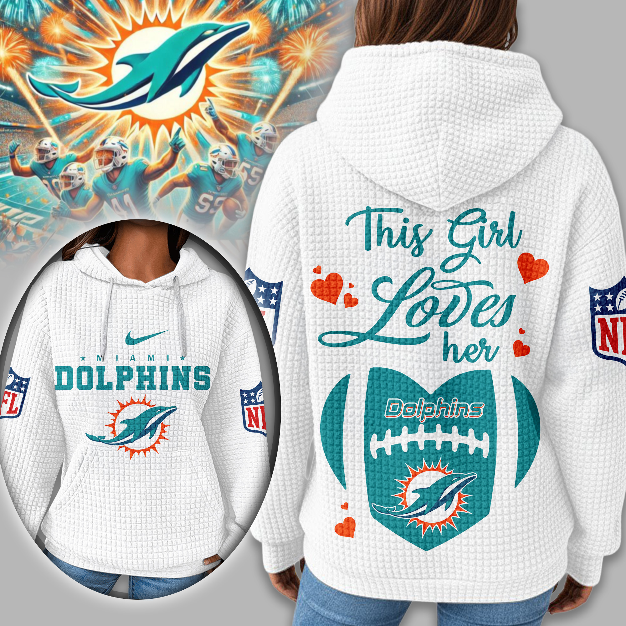 Miami Dolphins | Premium NFL Game Day Waffle Hoodie
