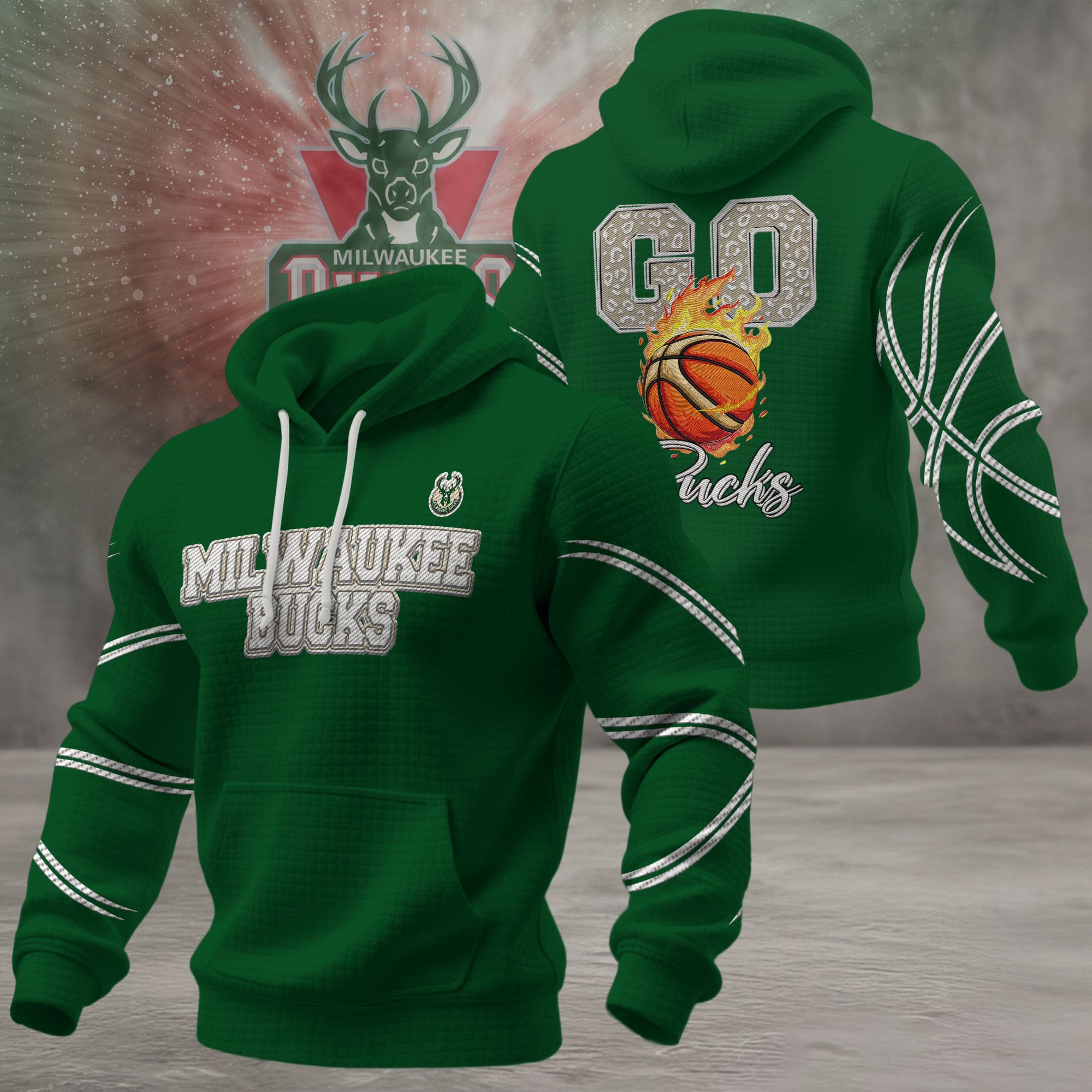 Milwaukee Bucks | Premium NBA Fan Waffle Hoodie