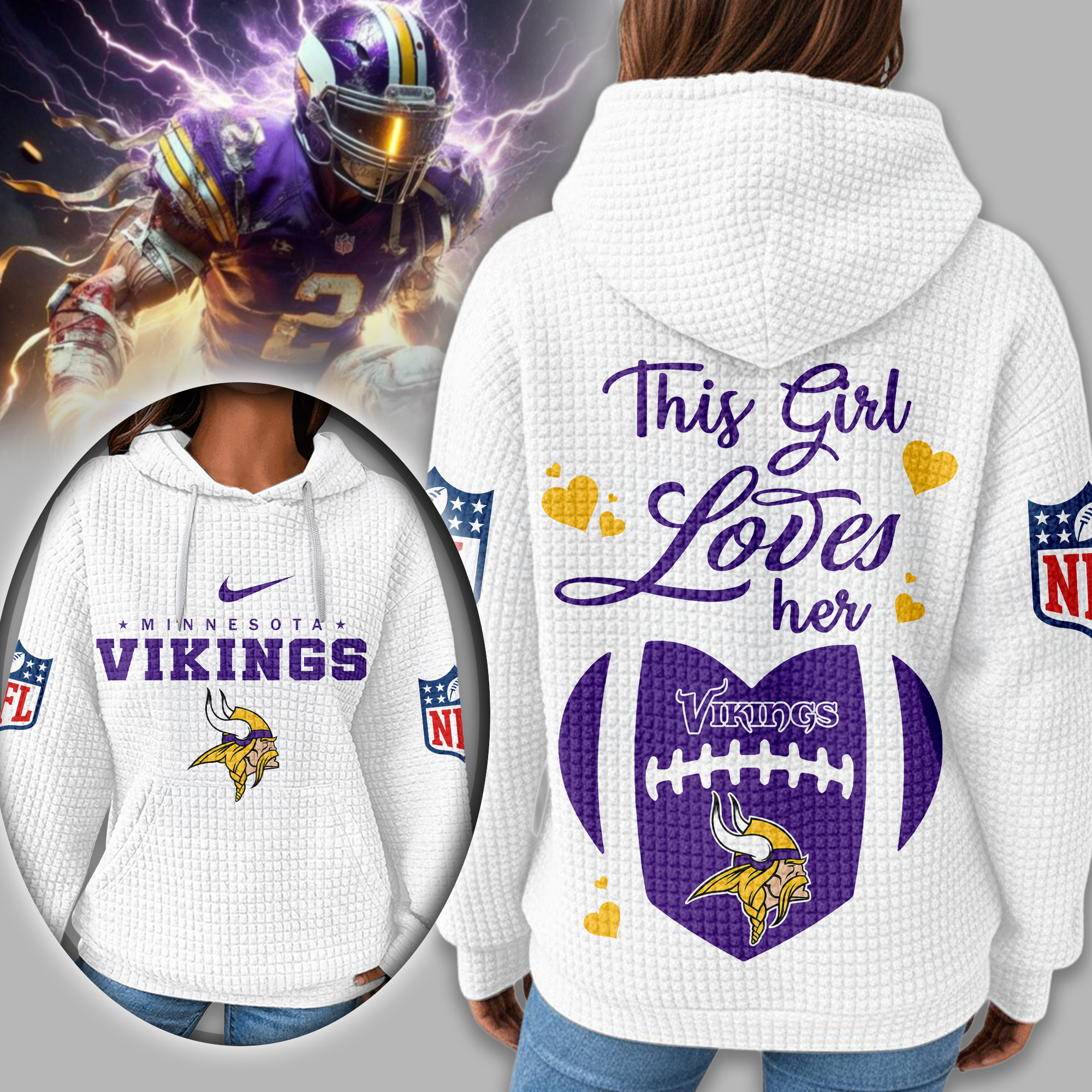 Minnesota Vikings | Premium NFL Game Day Waffle Hoodie