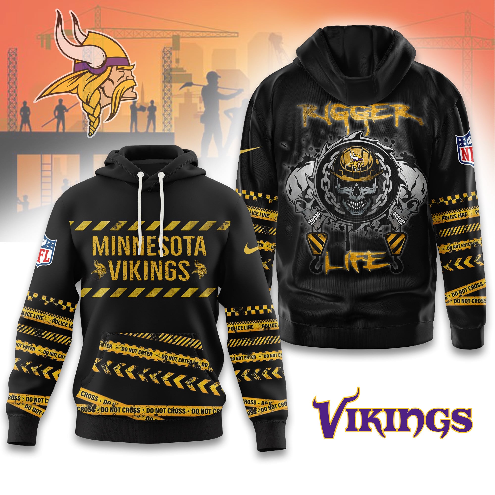 Minnesota Vikings | Premium NFL Rigger Life Hoodie