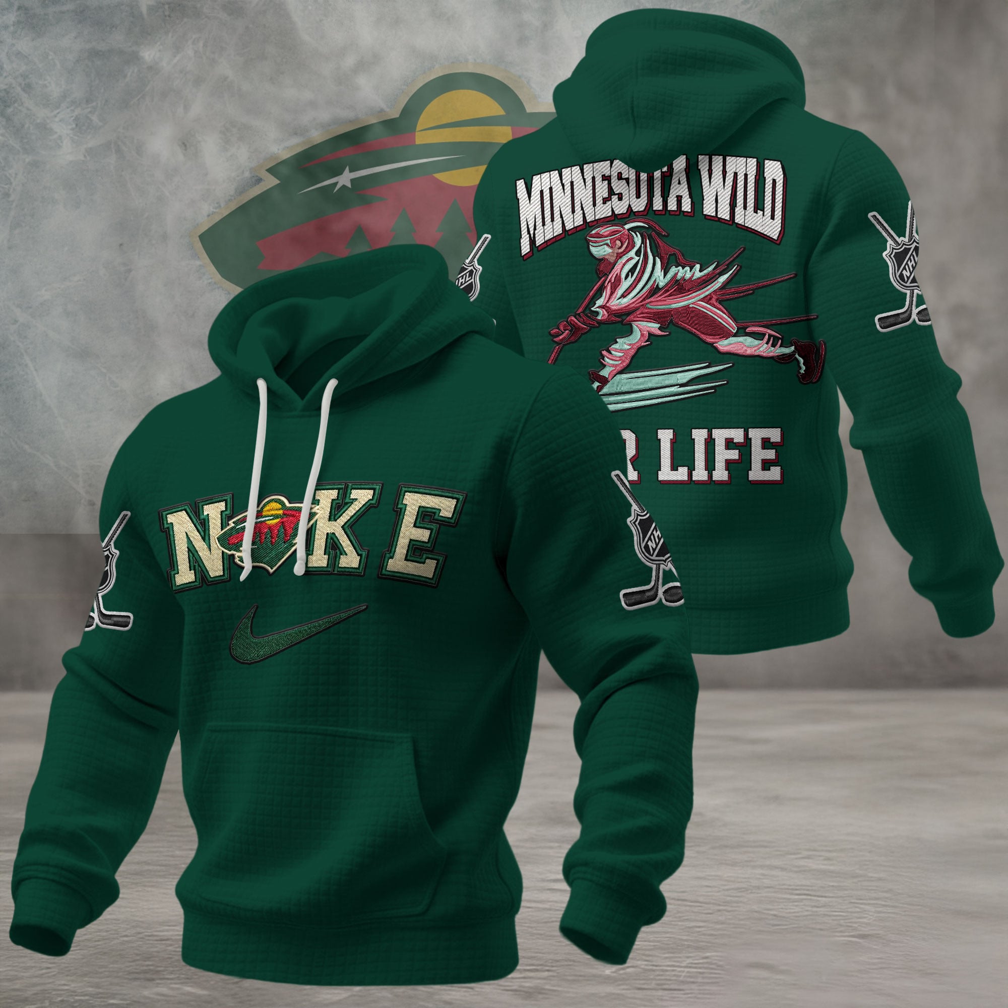 Minnesota Wild | Premium NHL For Life Waffle Hoodie
