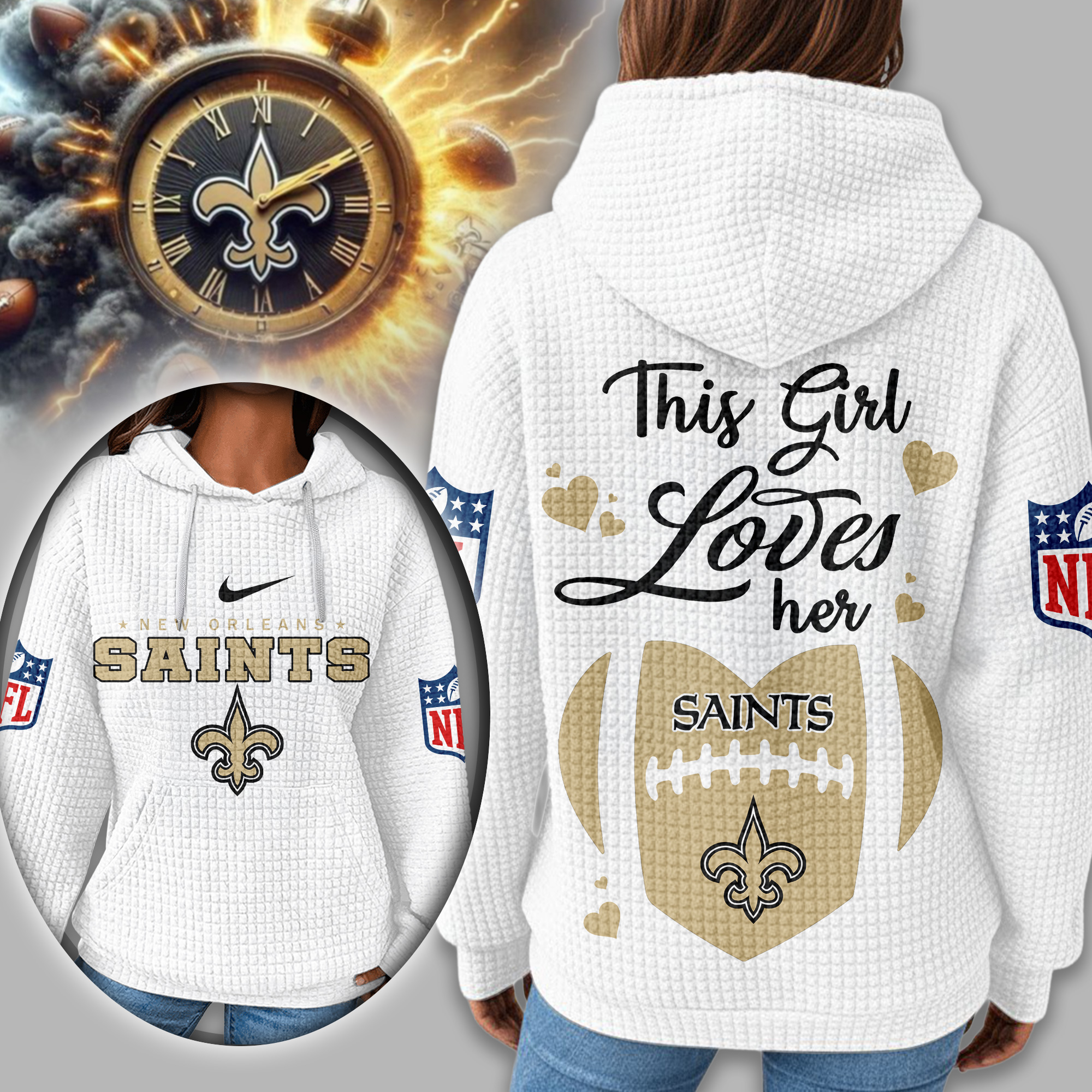 New Orleans Saints | Premium NFL Game Day Waffle Hoodie